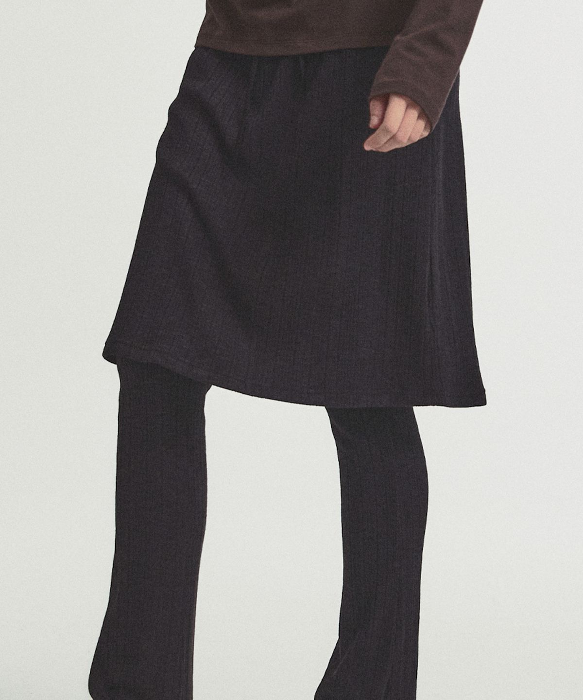 미드앤로우(MIDNLOW) Knit Banding Skirt (Black)