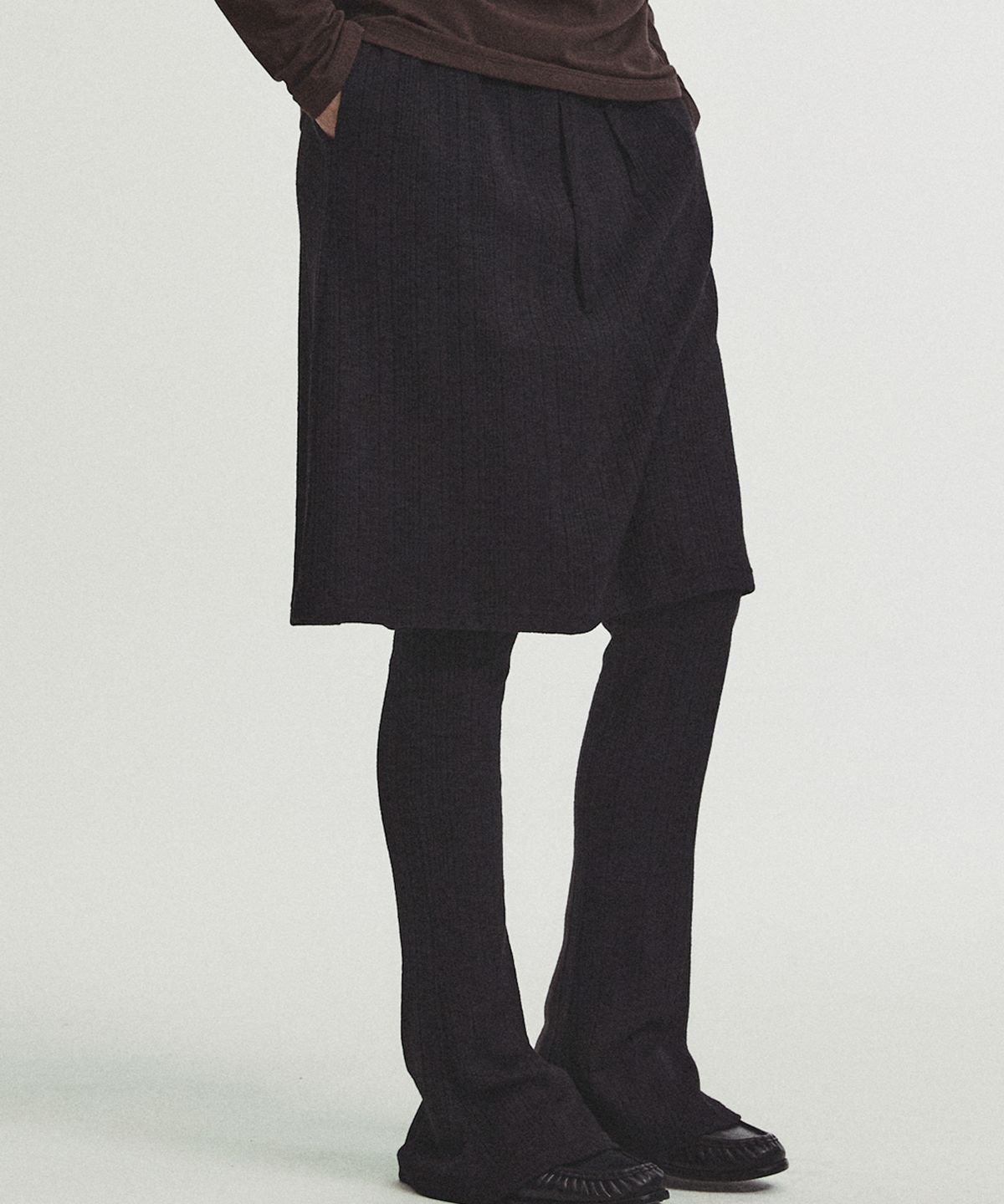 미드앤로우(MIDNLOW) Knit Banding Skirt (Black)
