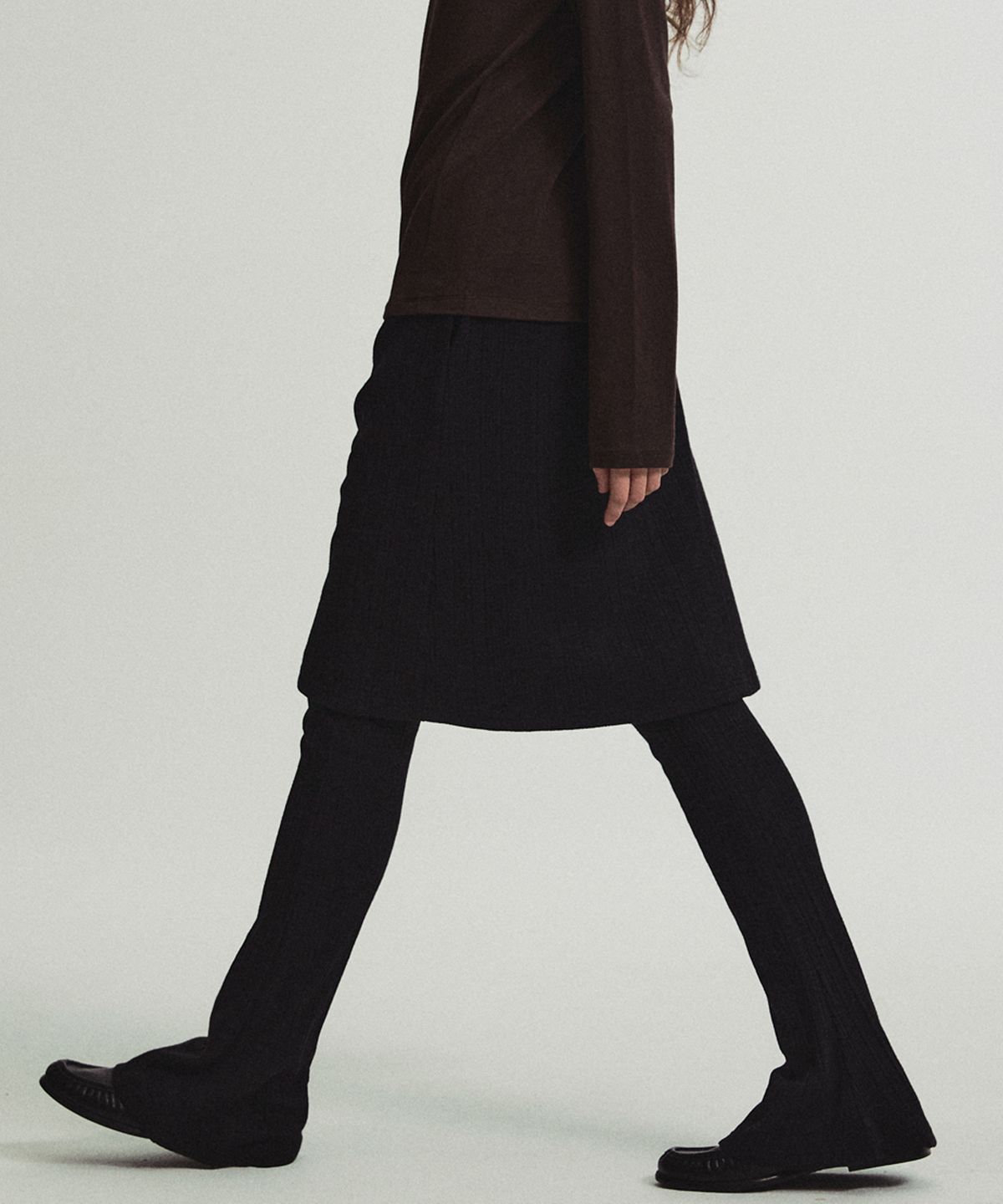 미드앤로우(MIDNLOW) Knit Banding Skirt (Black)