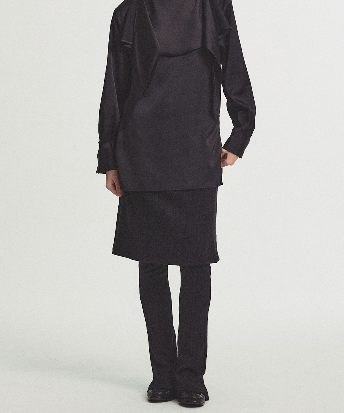 미드앤로우(MIDNLOW) Knit Banding Skirt (Black)