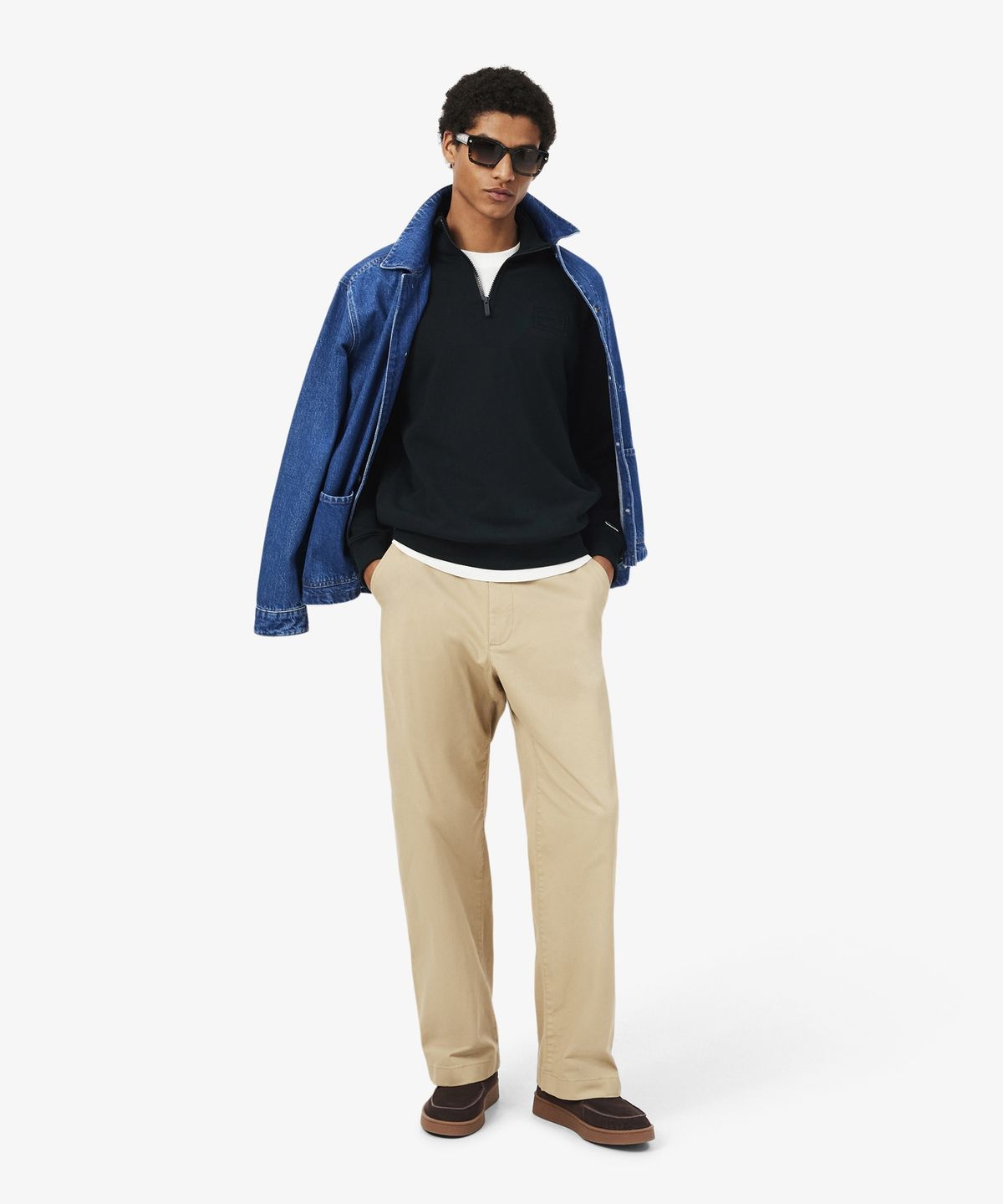 라코스테(LACOSTE) 남성 소프트 브랜딩 반집업 스웻셔츠 SH0784-56N GJP