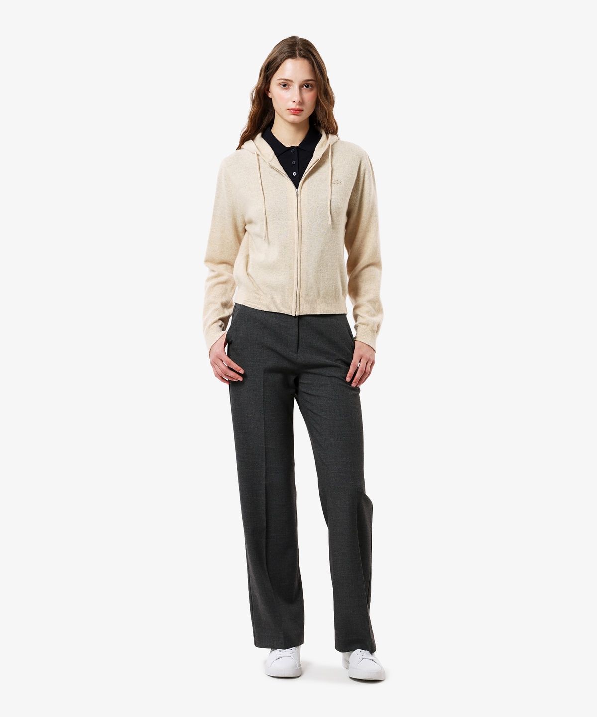 라코스테(LACOSTE) 여성 울 캐시미어 후드집업 스웨터 AF402E-56N S7G