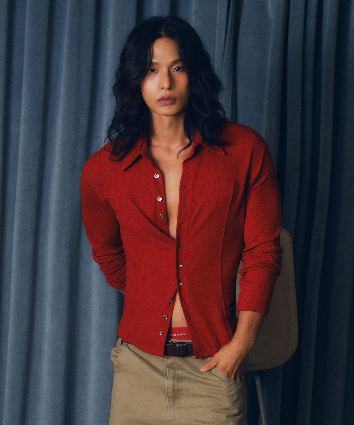 레코딩하우스(RECORDINGHOUSE) REC WOOL SLIM SHIRTS [RED]