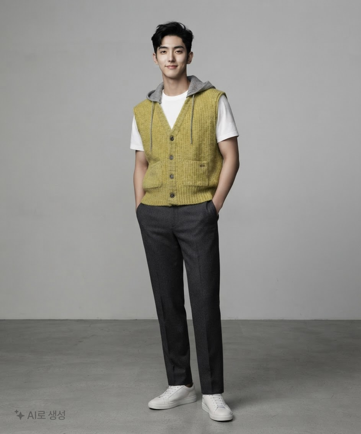 우마뭉(UMARMUNG) Mohair detachable hood vest_Youth S