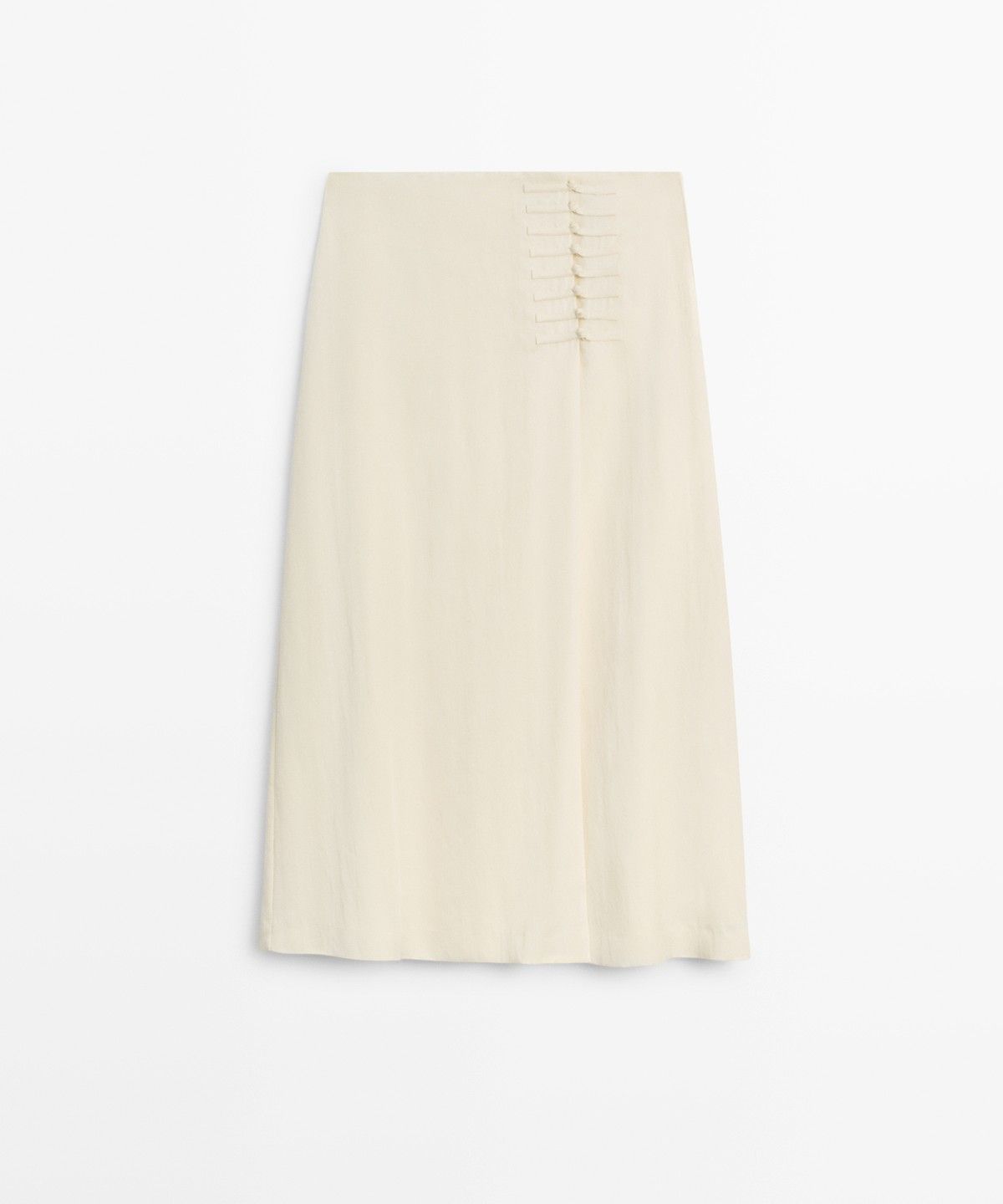 마시모두띠(MASSIMO DUTTI) 스웨이드 스트레이트 미디 스커트 버튼 디테일