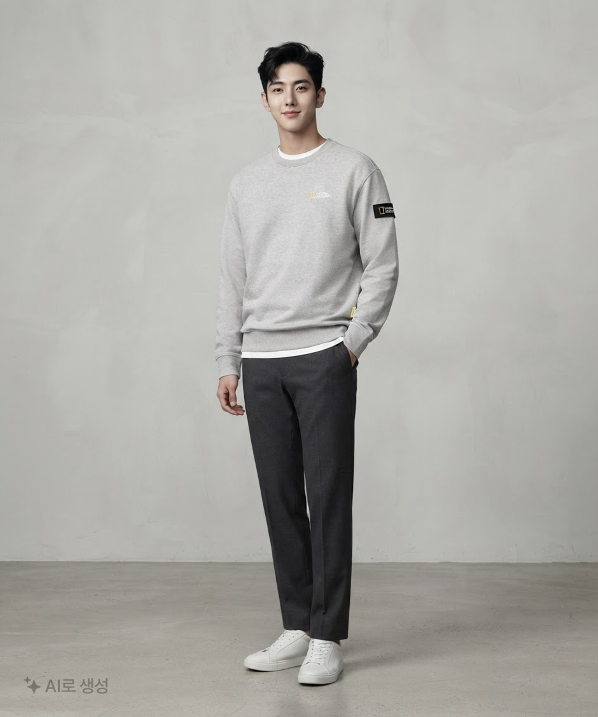 내셔널지오그래픽(NATIONALGEOGRAPHIC) 내셔널지오그래픽 N223USW905 레터링 로고 그래픽 맨투맨 FOAM 90
