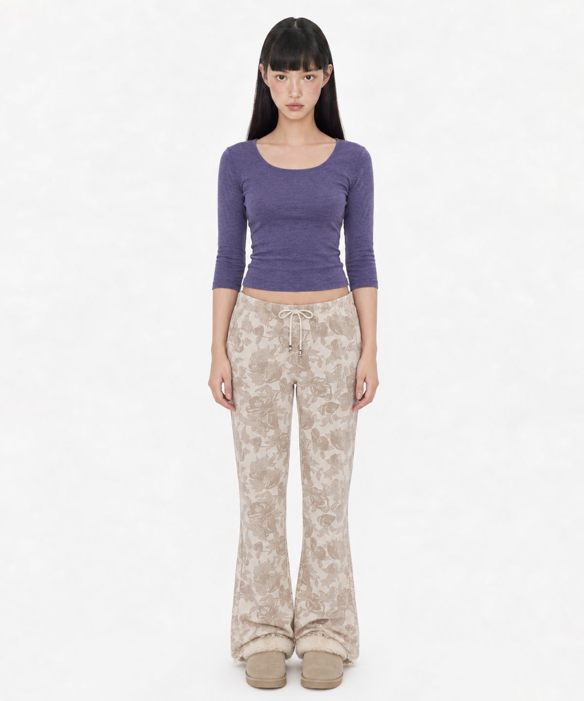 루루서울(LOULOUSEOUL) LILY WESTERN BOOTCUT JERSEY (IVORY)