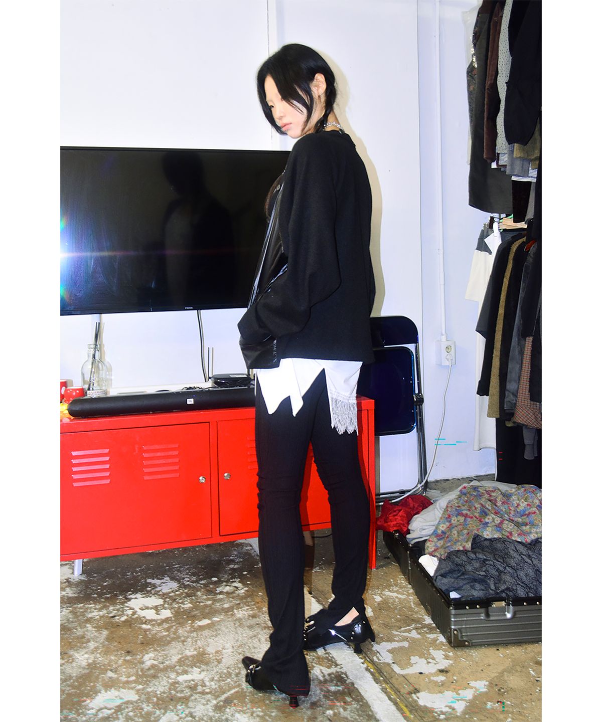 스틸레써디(STILLLETHARDY) 패디드 칼라 글로시 가디건