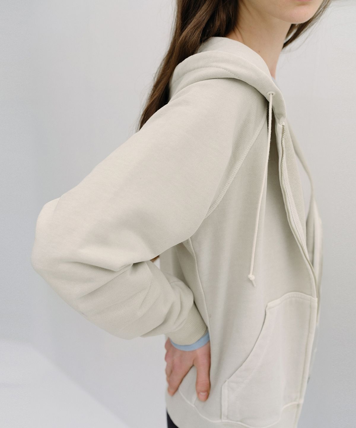 블랭크03(BLANK03) garment pigment-dyed hooded zip-up (oat beige)
