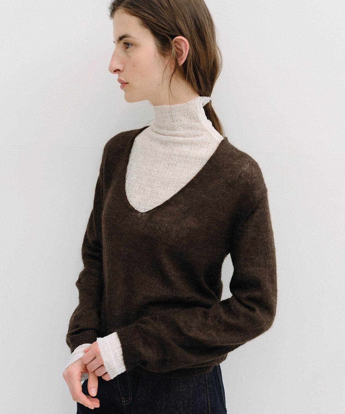블랭크03(BLANK03) royal kid mohair v-neck pullover (brown)
