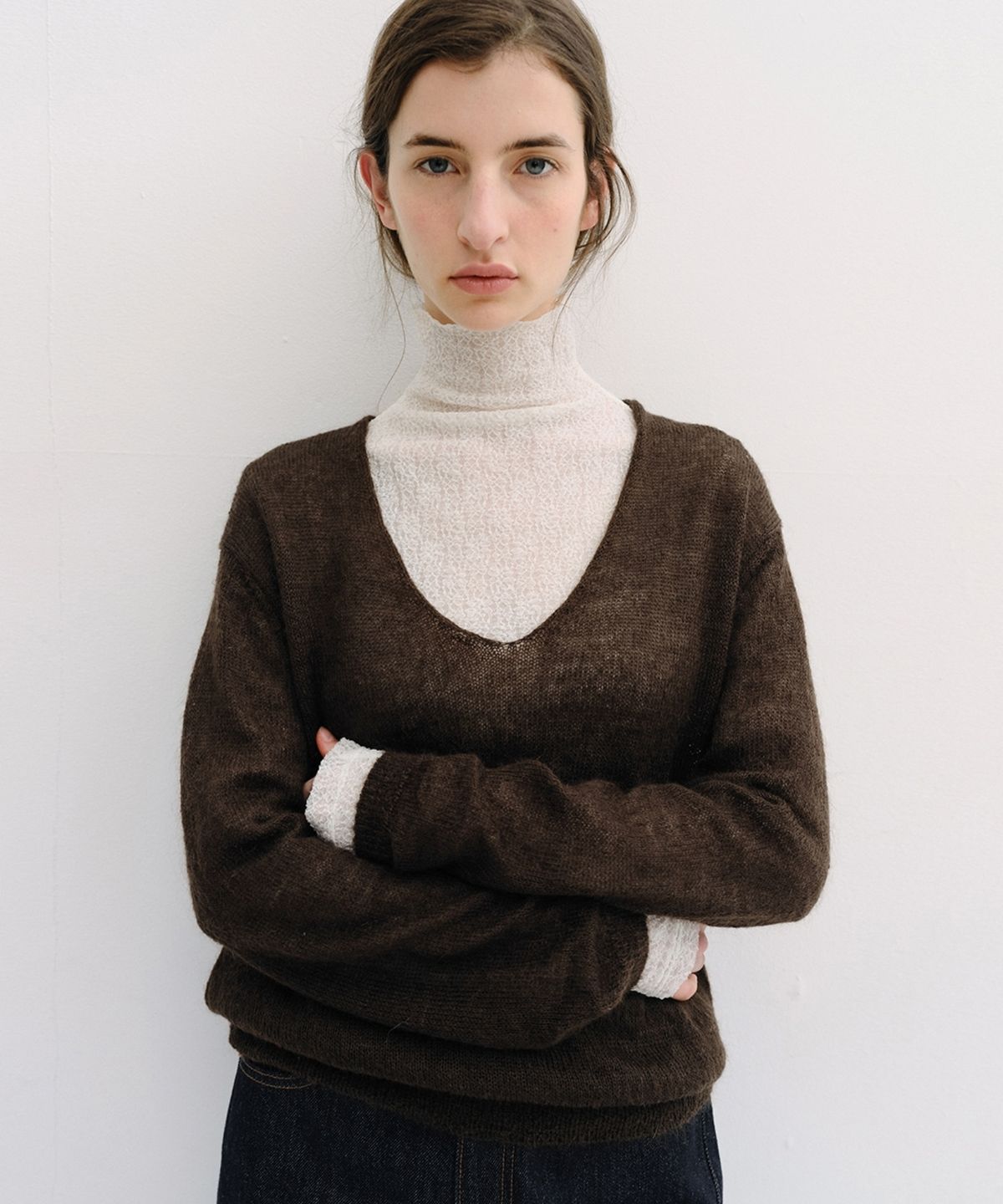 블랭크03(BLANK03) royal kid mohair v-neck pullover (brown)