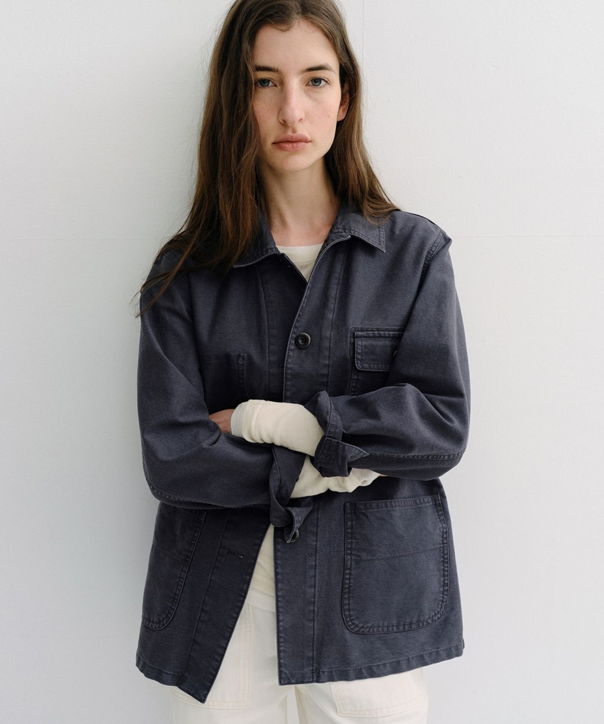 블랭크03(BLANK03) washed french work jacket (vintage blue)