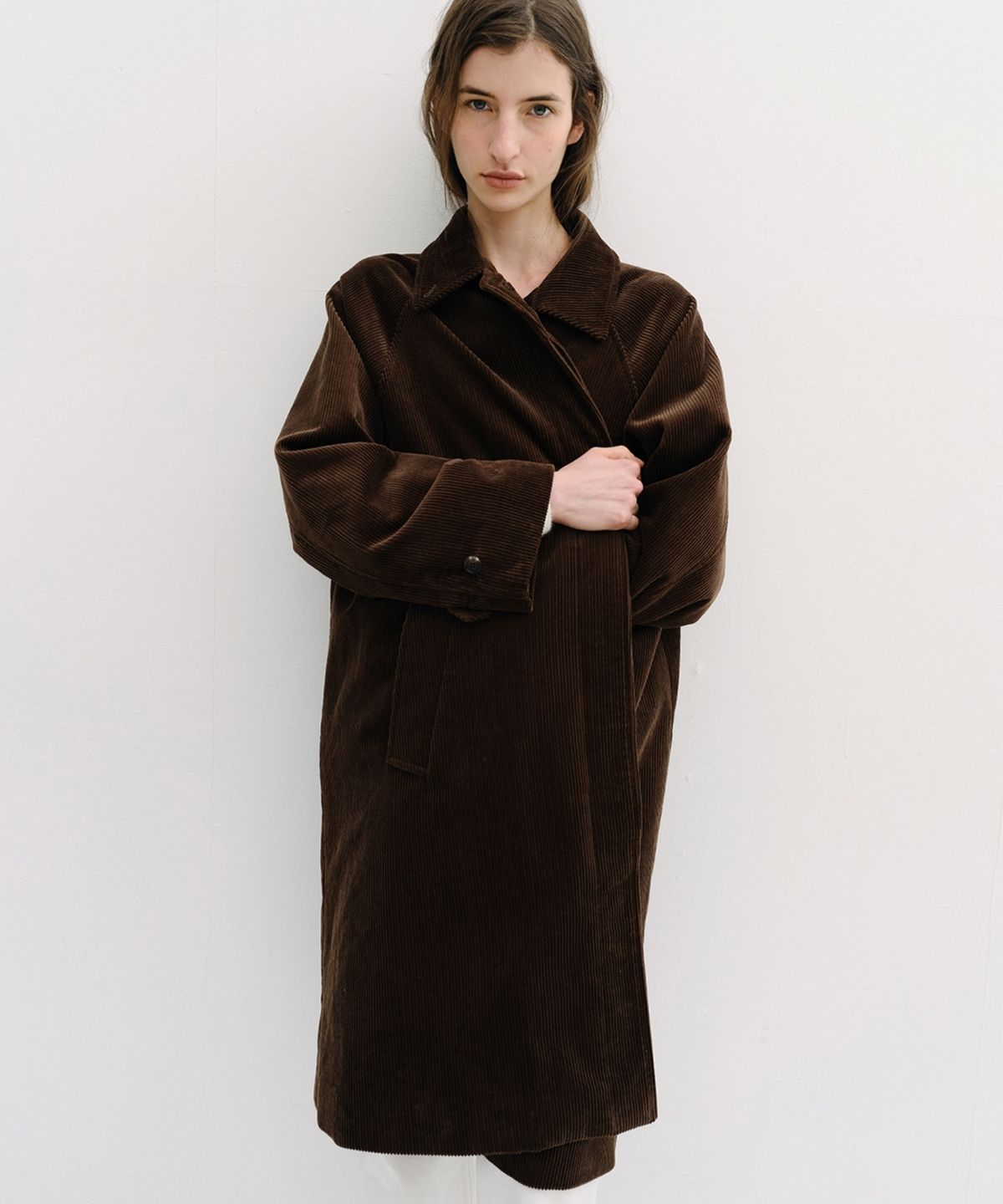 블랭크03(BLANK03) padded corduroy balmacaan coat (deep brown)
