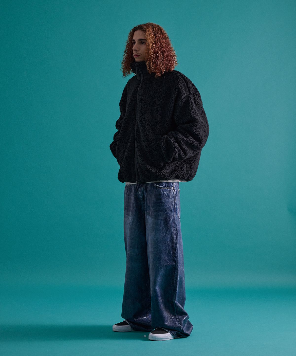 카이소(KYSO) [Trend Space x KYSO] Loose Fit Coated Denim Blue