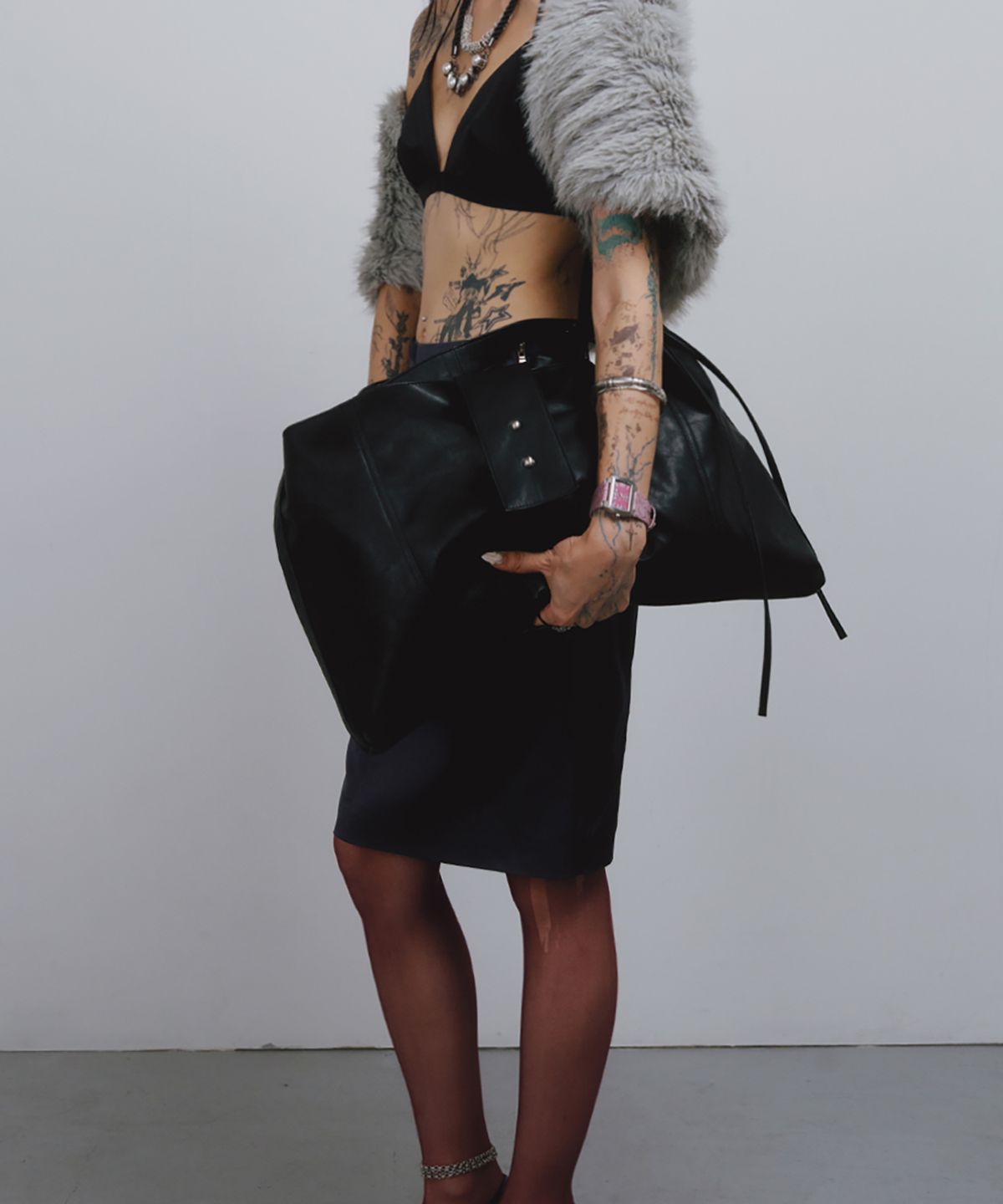 피시아(PICEA) Grid Bag [Crinkle Black]