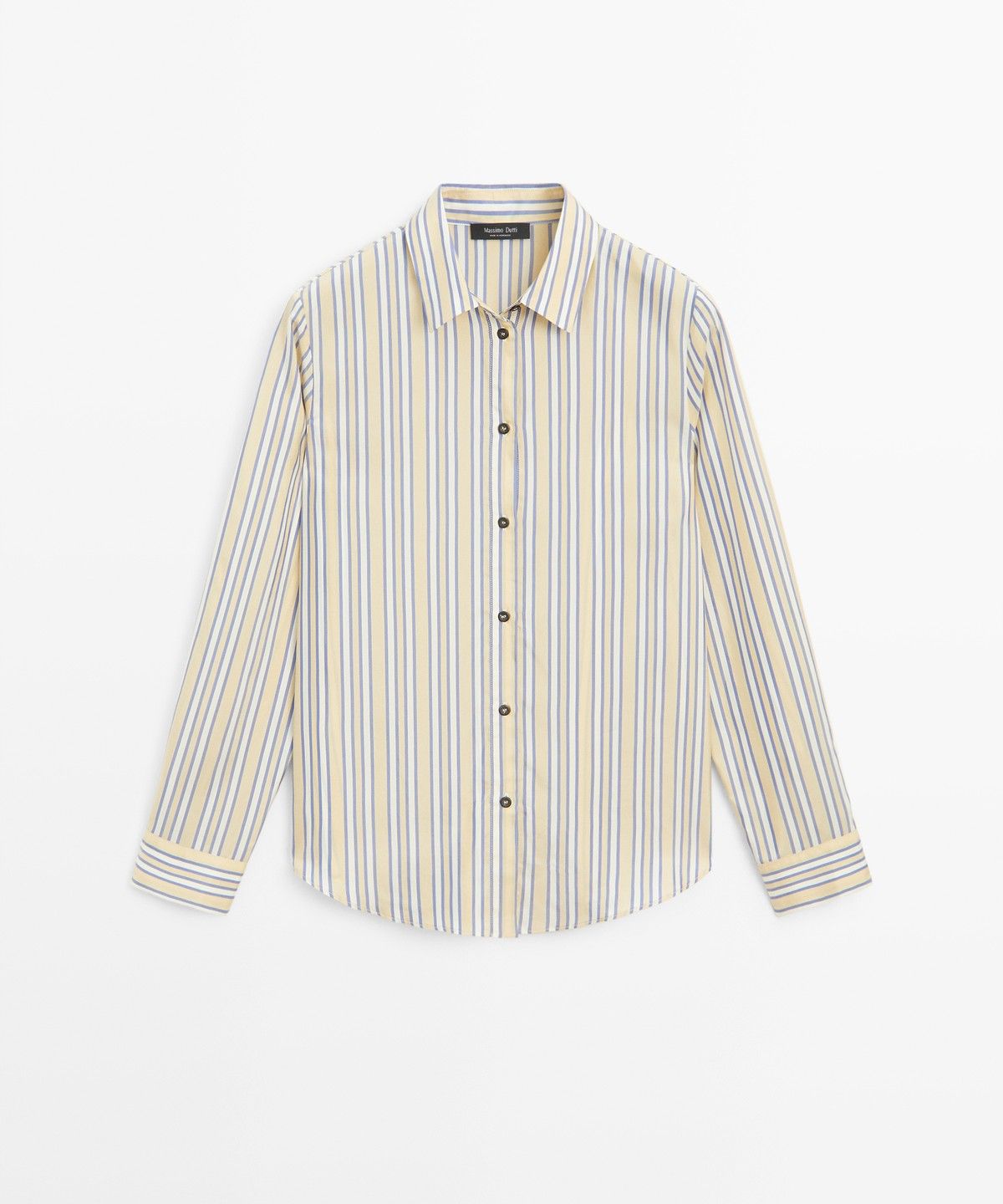 마시모두띠(MASSIMO DUTTI) 스웨이드 디테일 스트라이프 플루이드 셔츠