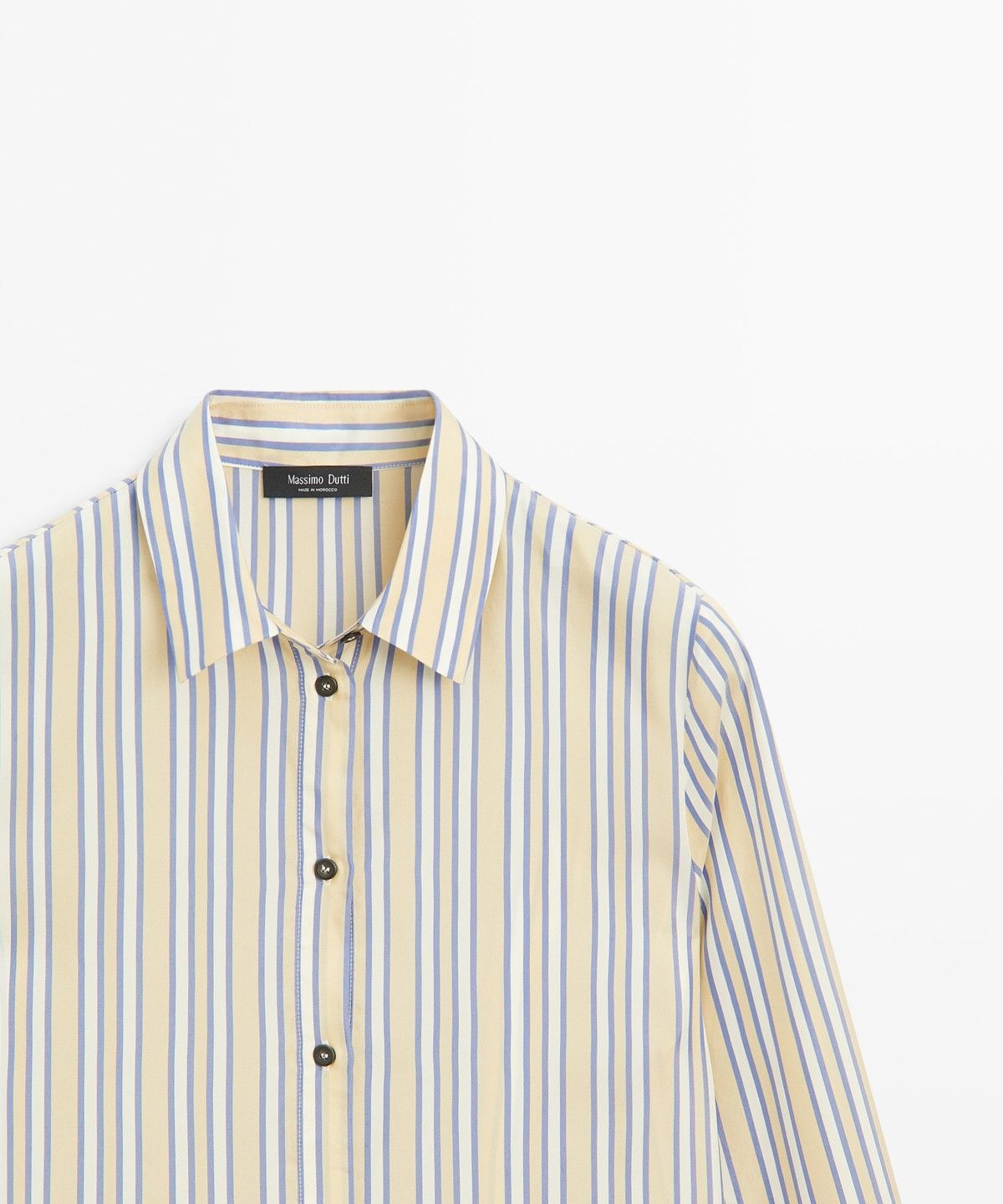 마시모두띠(MASSIMO DUTTI) 스웨이드 디테일 스트라이프 플루이드 셔츠