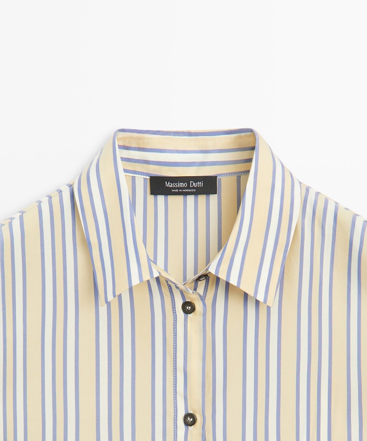 마시모두띠(MASSIMO DUTTI) 스웨이드 디테일 스트라이프 플루이드 셔츠