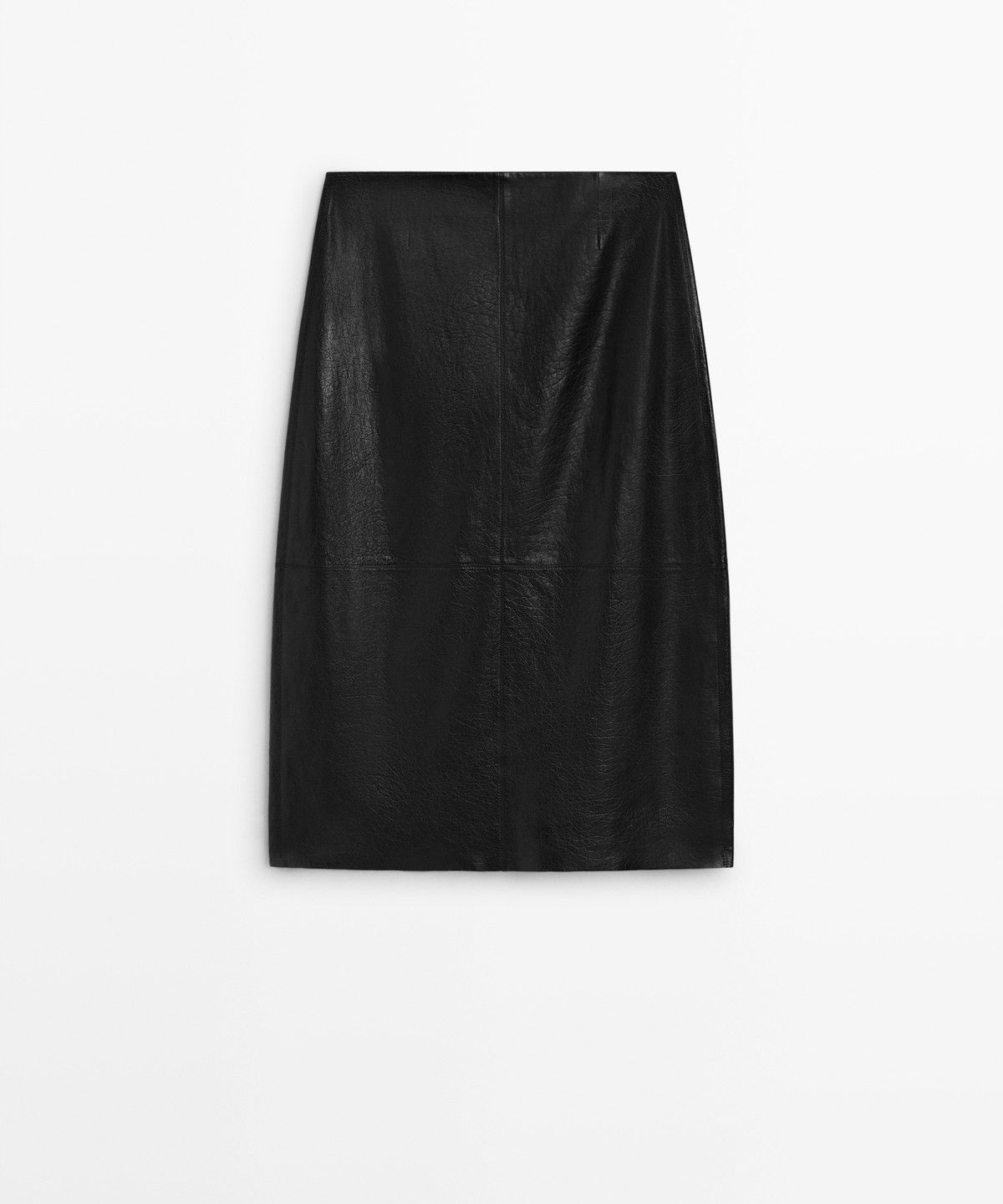 마시모두띠(MASSIMO DUTTI) 벌룬 실루엣 나파 가죽 미디 스커트