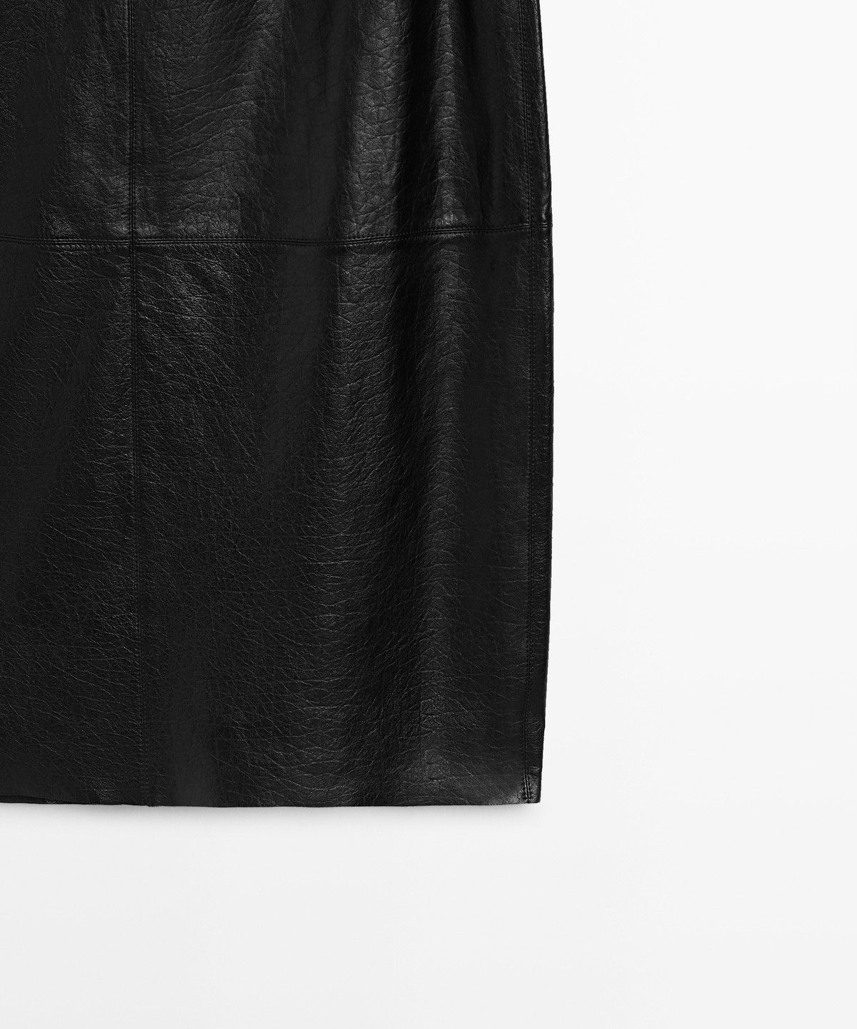 마시모두띠(MASSIMO DUTTI) 벌룬 실루엣 나파 가죽 미디 스커트