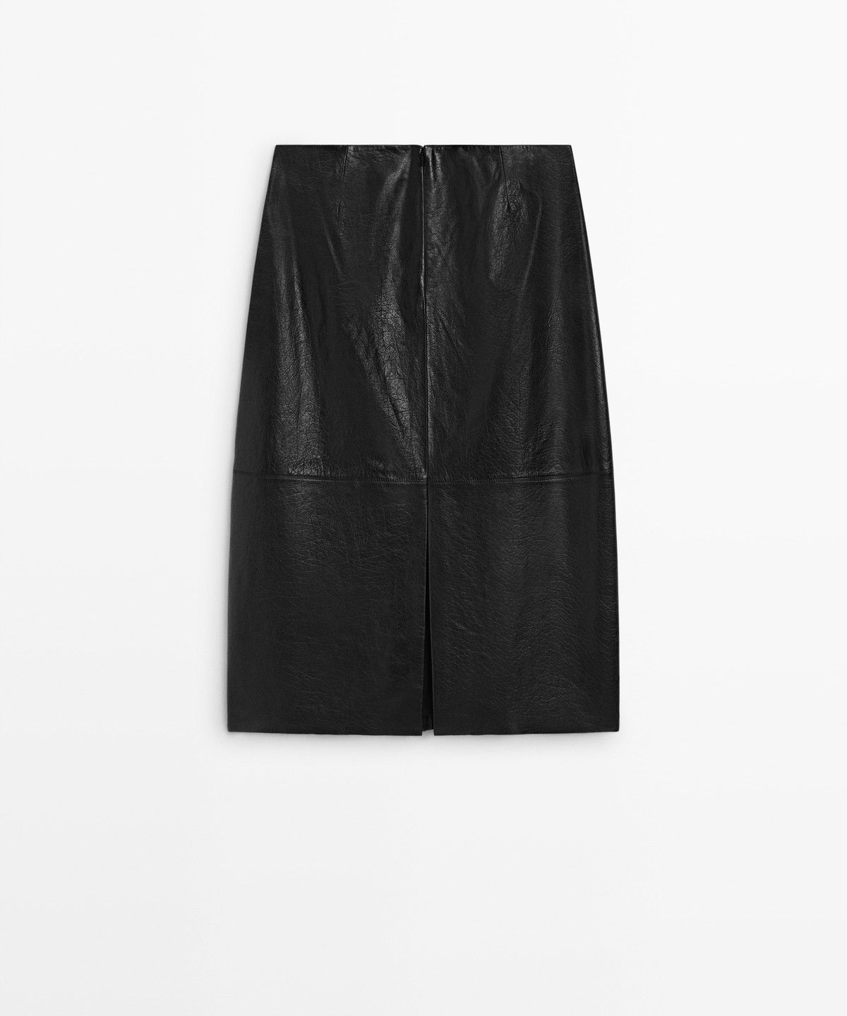 마시모두띠(MASSIMO DUTTI) 벌룬 실루엣 나파 가죽 미디 스커트