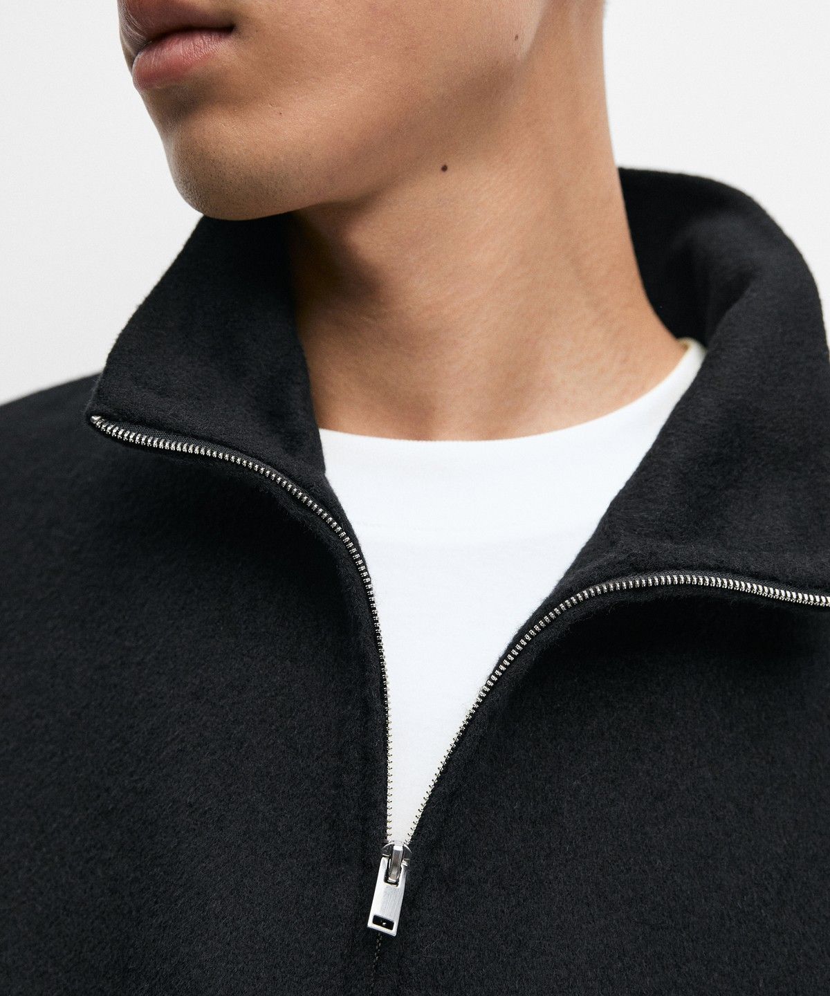 마시모두띠(MASSIMO DUTTI) 울 블렌드 더블 패브릭 모크넥 스웨트셔츠