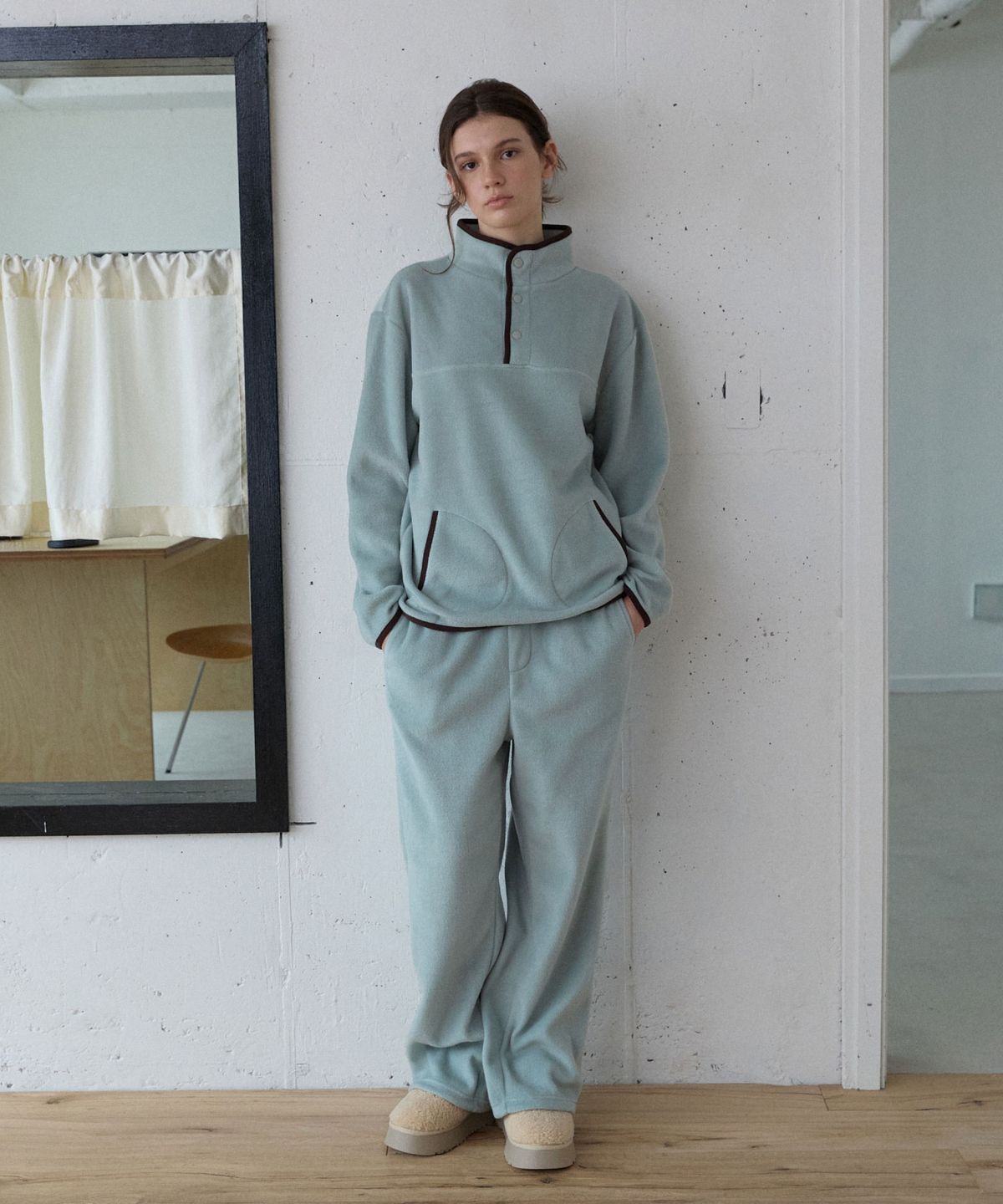 위오이(WIOE) Fleece Snap Pullover_Mint