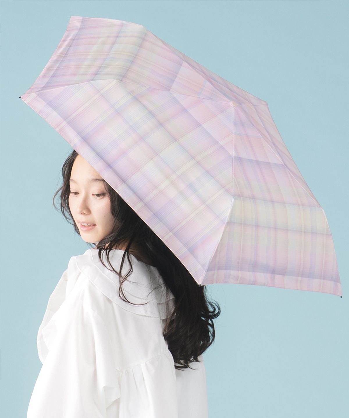 더블유피씨(W.P.C) 그라데이션 체크 경량 암막 3단양산 801-16761-102