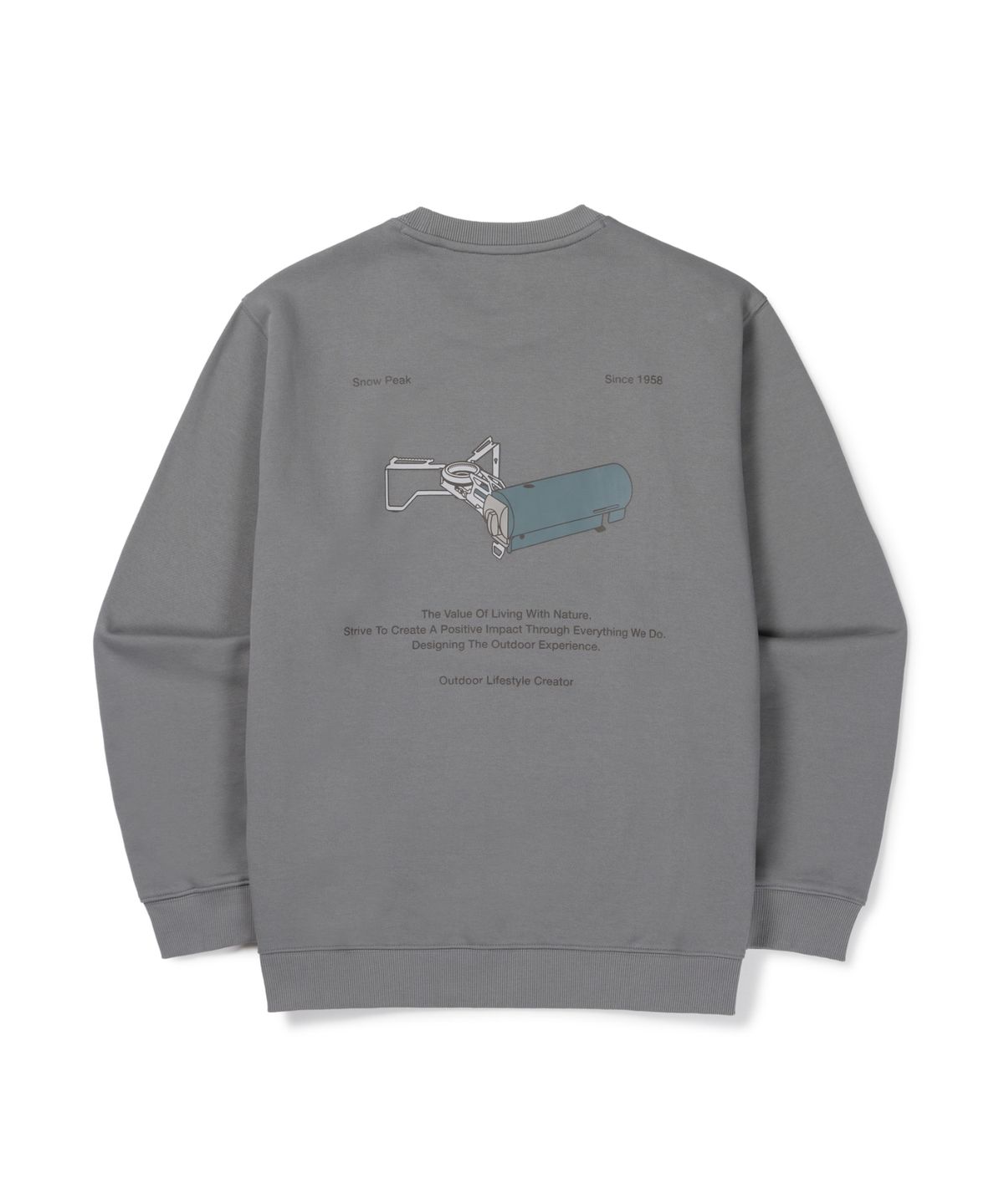 스노우피크 어패럴(SNOWPEAK APPAREL) 약기모 버너 그래픽 맨투맨 (S26WUFHT66) Dark Gray