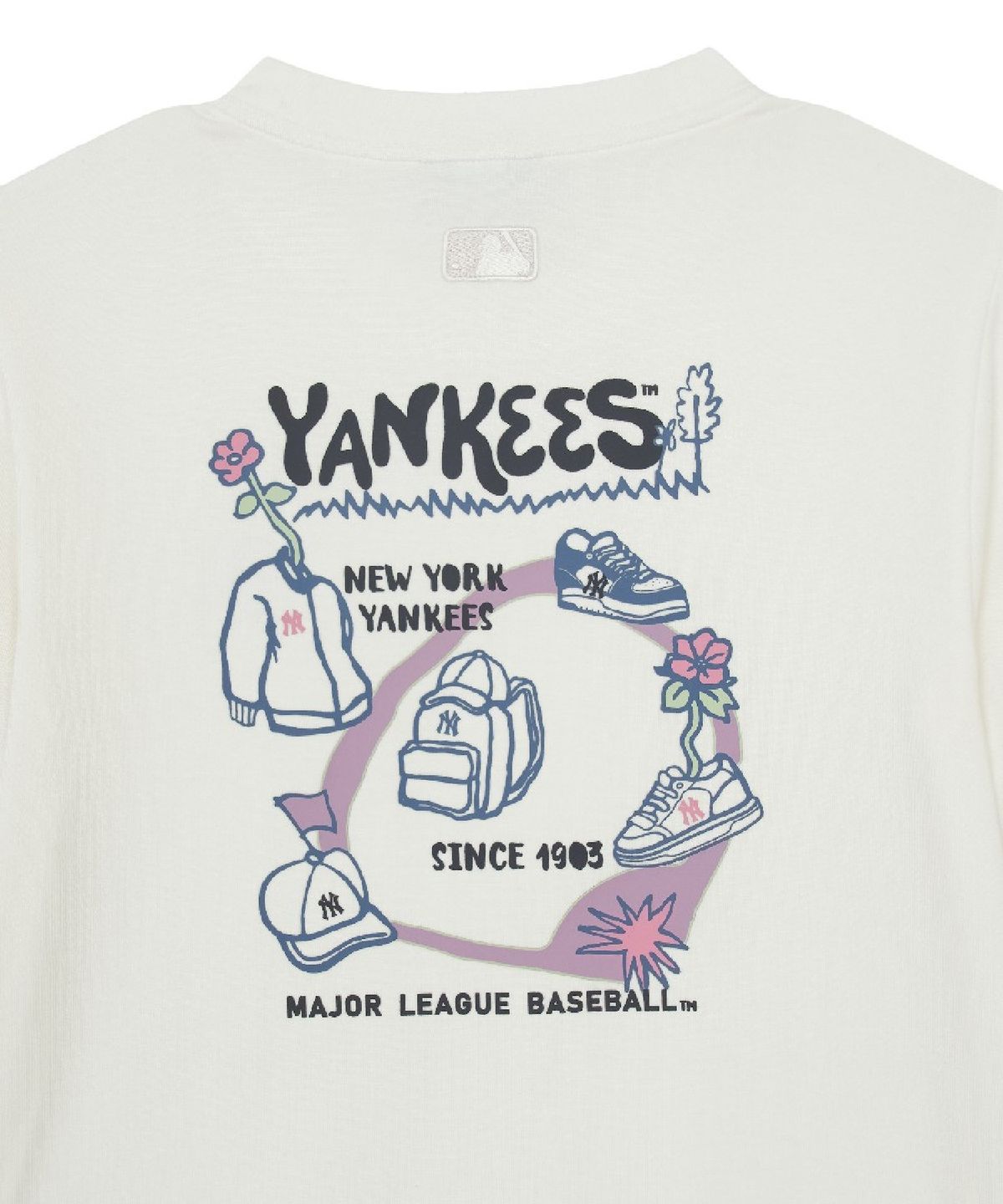 엠엘비(MLB) 베이직 울블랜드 레귤러핏 등판 그래픽 긴팔 티셔츠 NY (Cream)