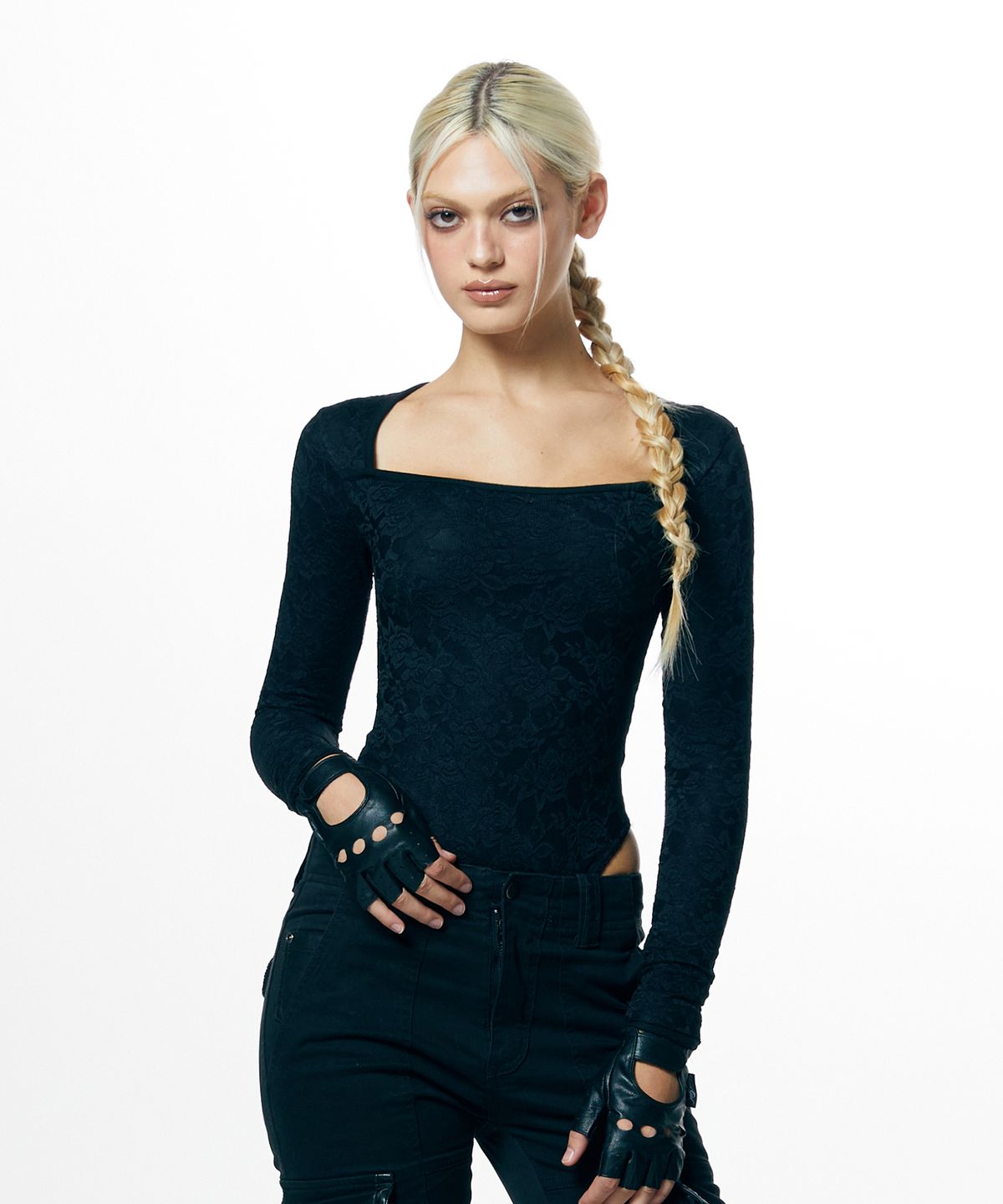 웨이브걸(WAVEGIRL) Lace Long Sleeve Jumpsuit (2color)