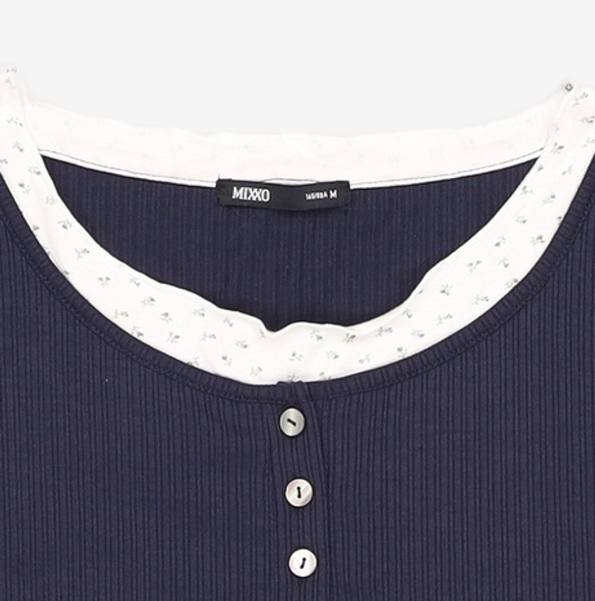 미쏘(MIXXO) 패턴 프릴 레이어드 티셔츠_MIWLWG412A MIWHWG50QA M