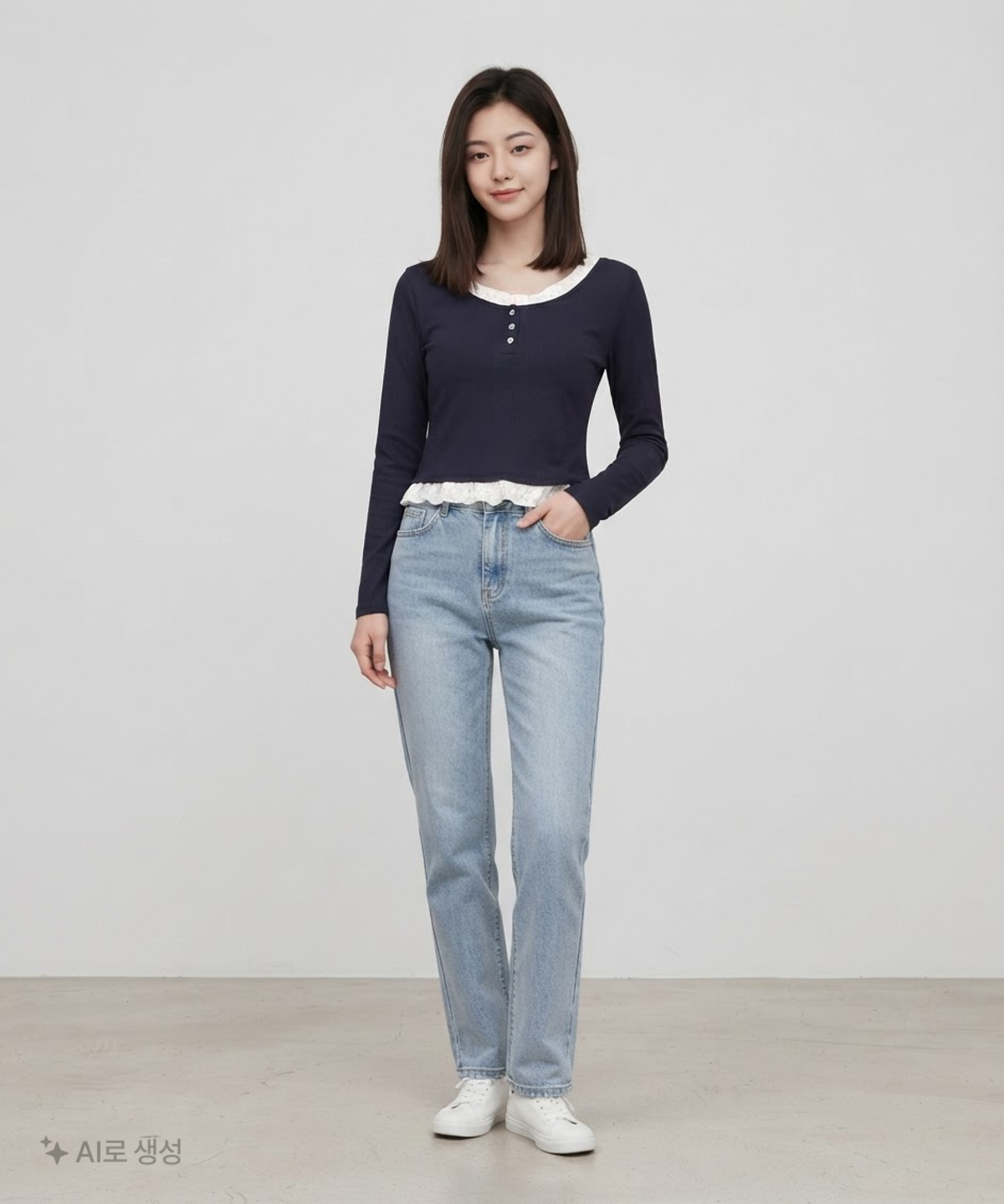 미쏘(MIXXO) 패턴 프릴 레이어드 티셔츠_MIWLWG412A MIWHWG50QA M
