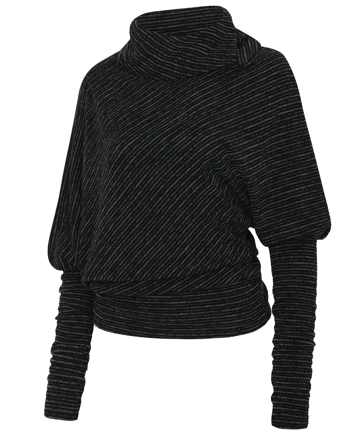 플레어업(FLAREUP) Knit Asymmetrical Long Sleeve (FL-193_Stripe Black)