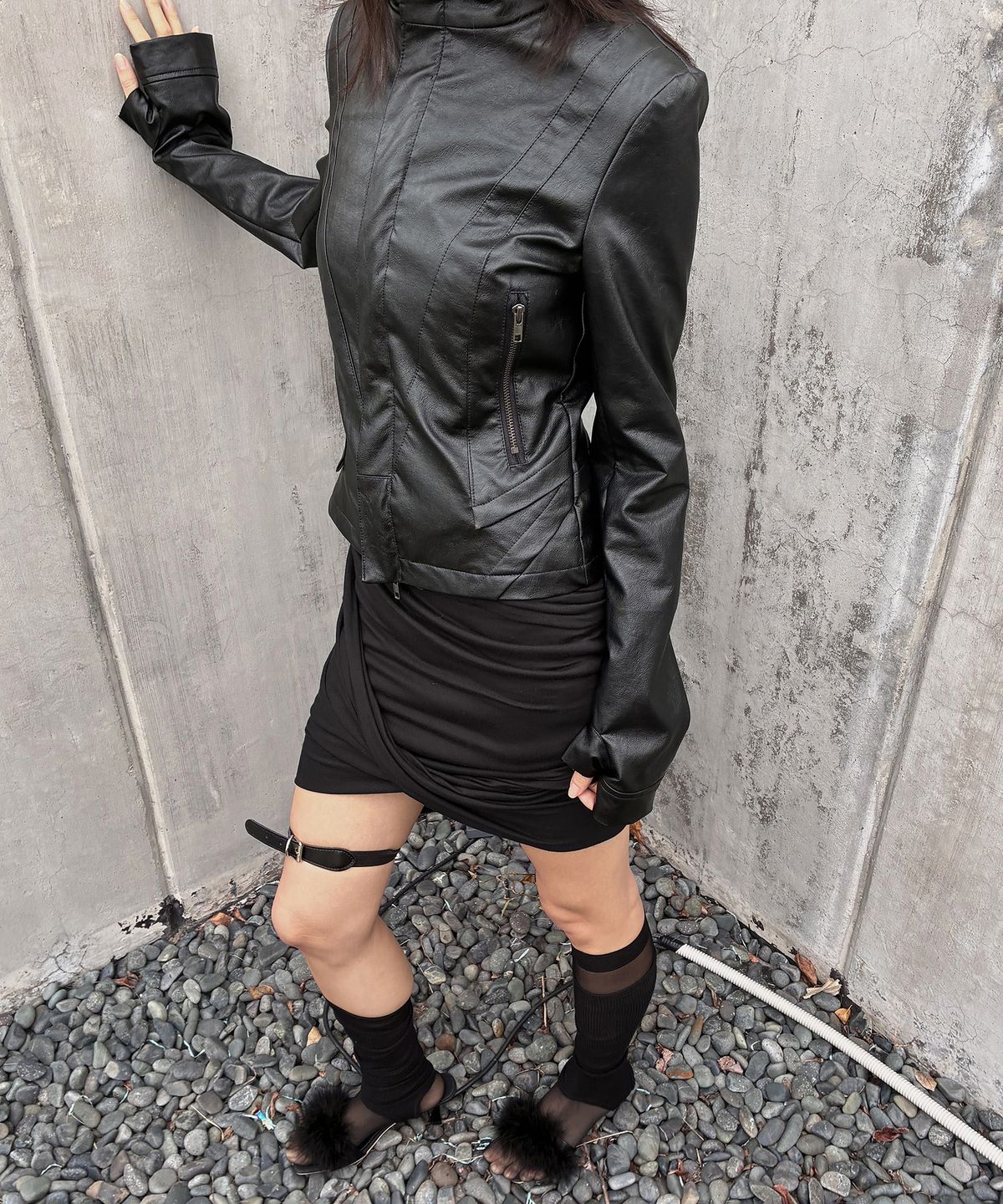 플레어업(FLAREUP) Sculpted Leather Jacket (FL-068_Black)