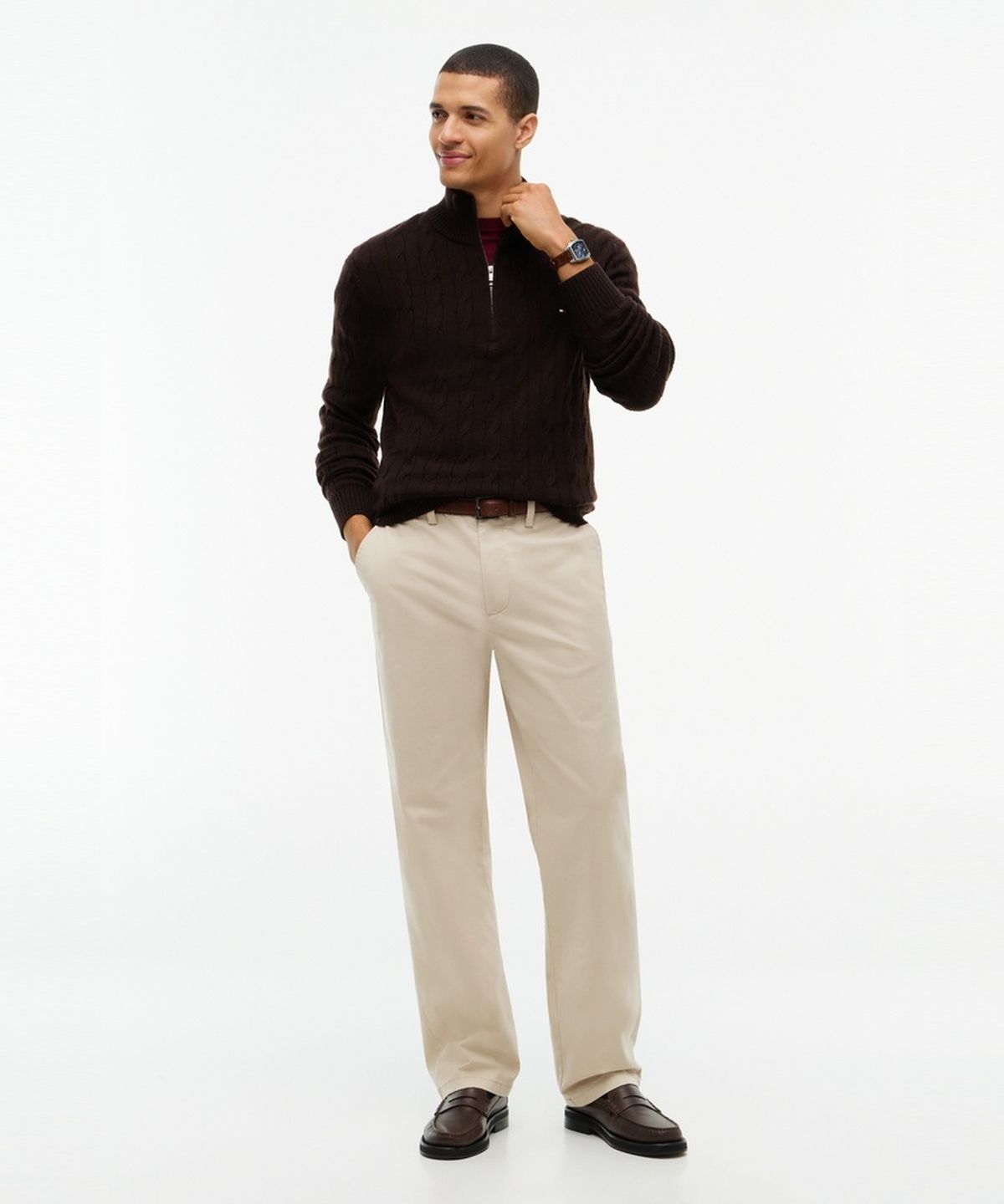 타미힐피거(TOMMY HILFIGER) 램스울 케이블 집업 모크넥 스웨터 (T12G7KPO230MT1HJT)
