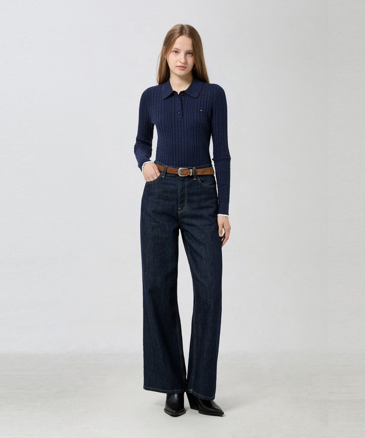 타미진스(TOMMY JEANS) 마이크로 케이블 폴로 스웨터 (T32G7KTO16TWT1C1G)