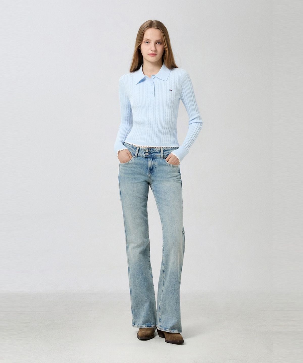타미진스(TOMMY JEANS) 마이크로 케이블 폴로 스웨터 (T32G7KTO16TWT1C1N)