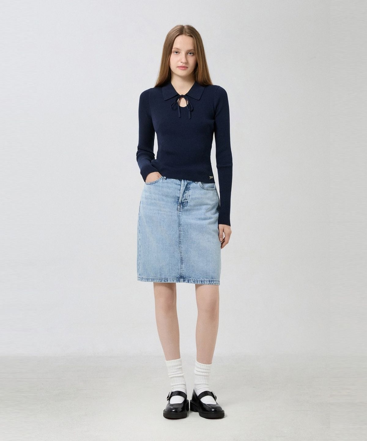 타미진스(TOMMY JEANS) 립 디테일 타이 폴로 스웨터 (T32G7KTO34TWT1C1G)