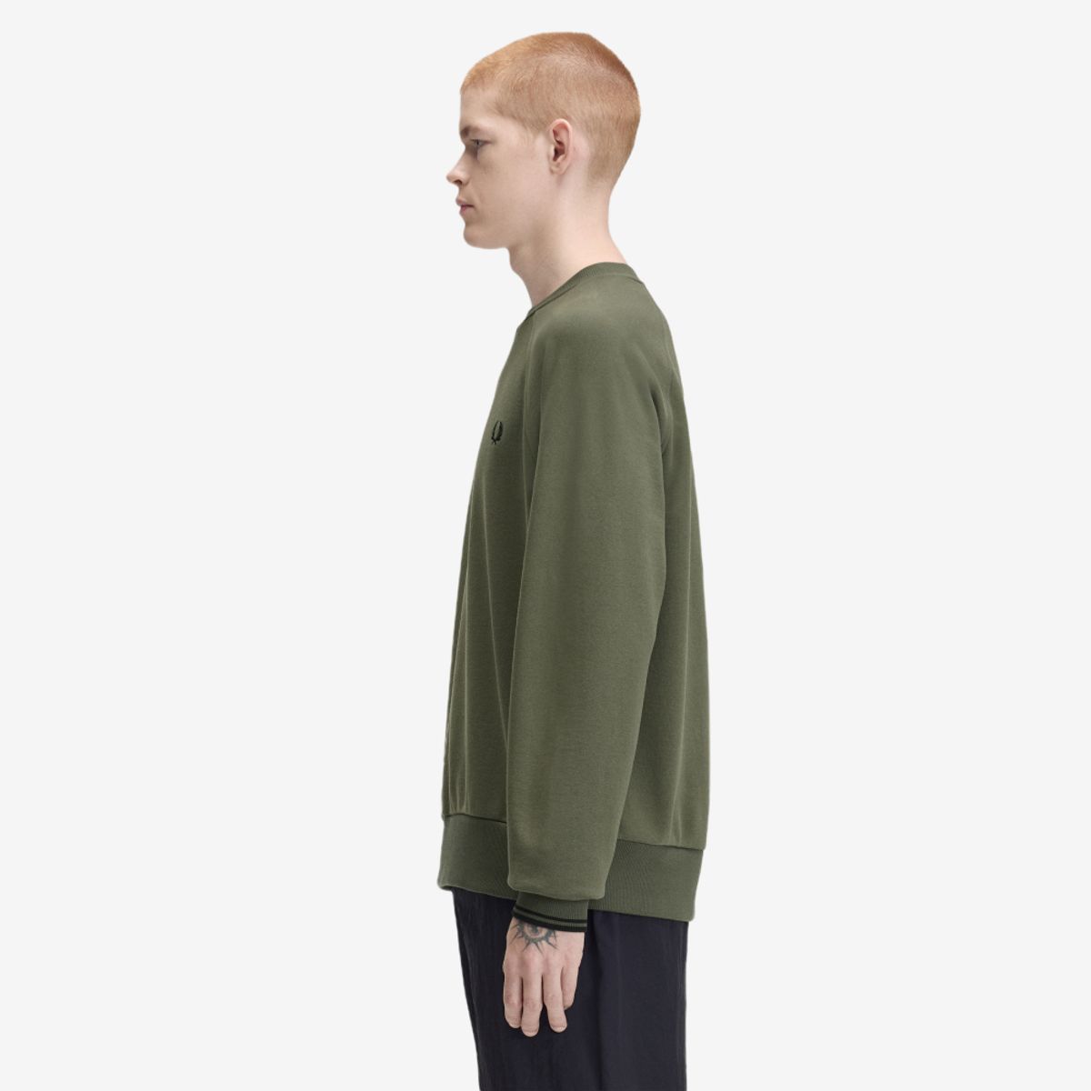 프레드페리(FRED PERRY) [Sport] 릴렉스드 팁드 크루넥 스웻셔츠 - 로렐리스그린 AFPM2G33495-X21