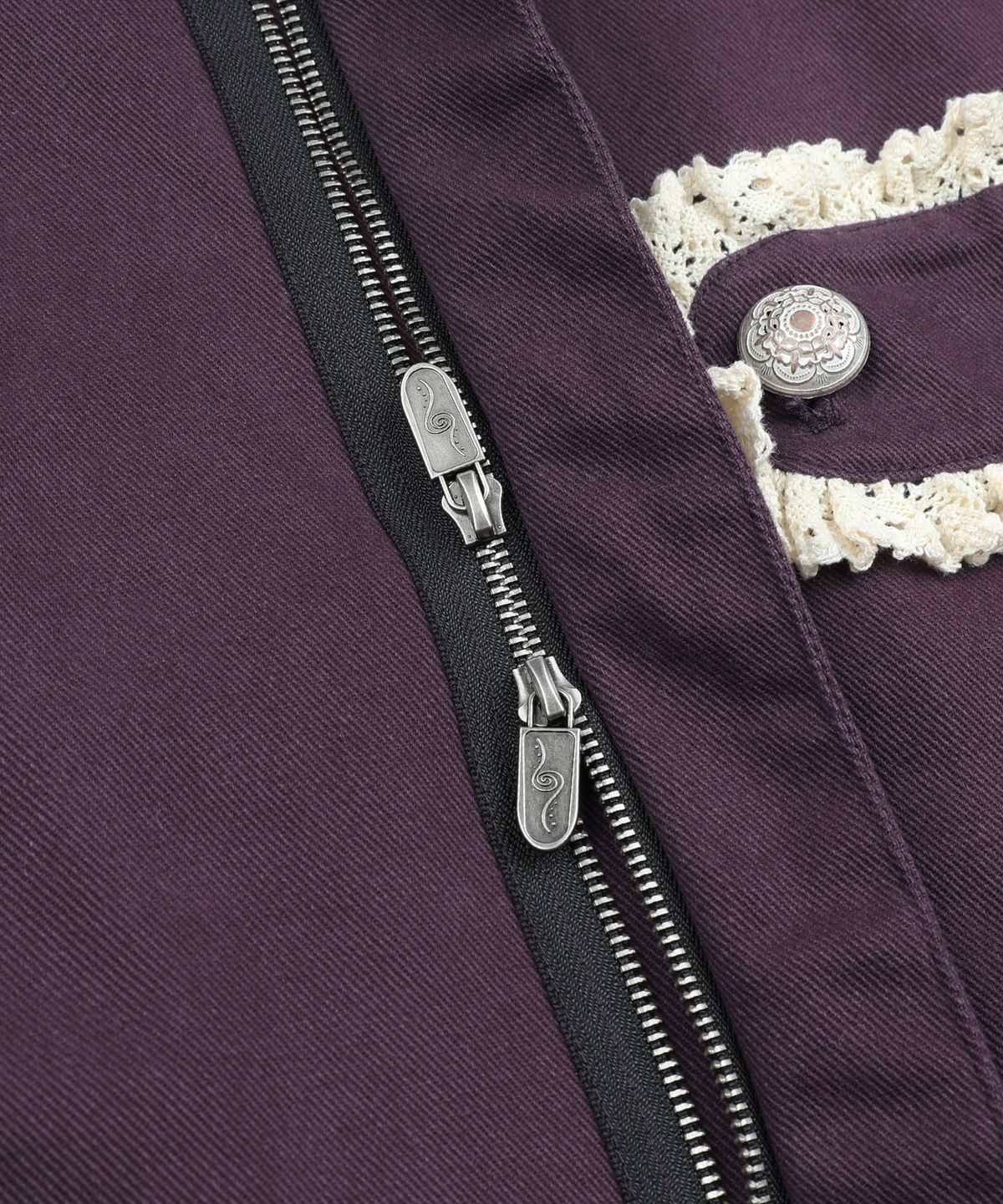루나키후(RuNaKi'Hu') WXJ063 누쿠모리 레이어드 뽀글뽀글 코튼 자켓 (PURPLE)