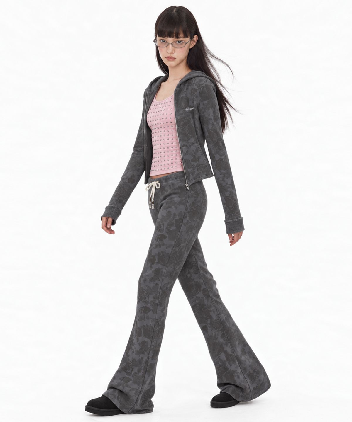 루루서울(LOULOUSEOUL) LILY WESTERN BOOTCUT JERSEY (CHARCOAL)
