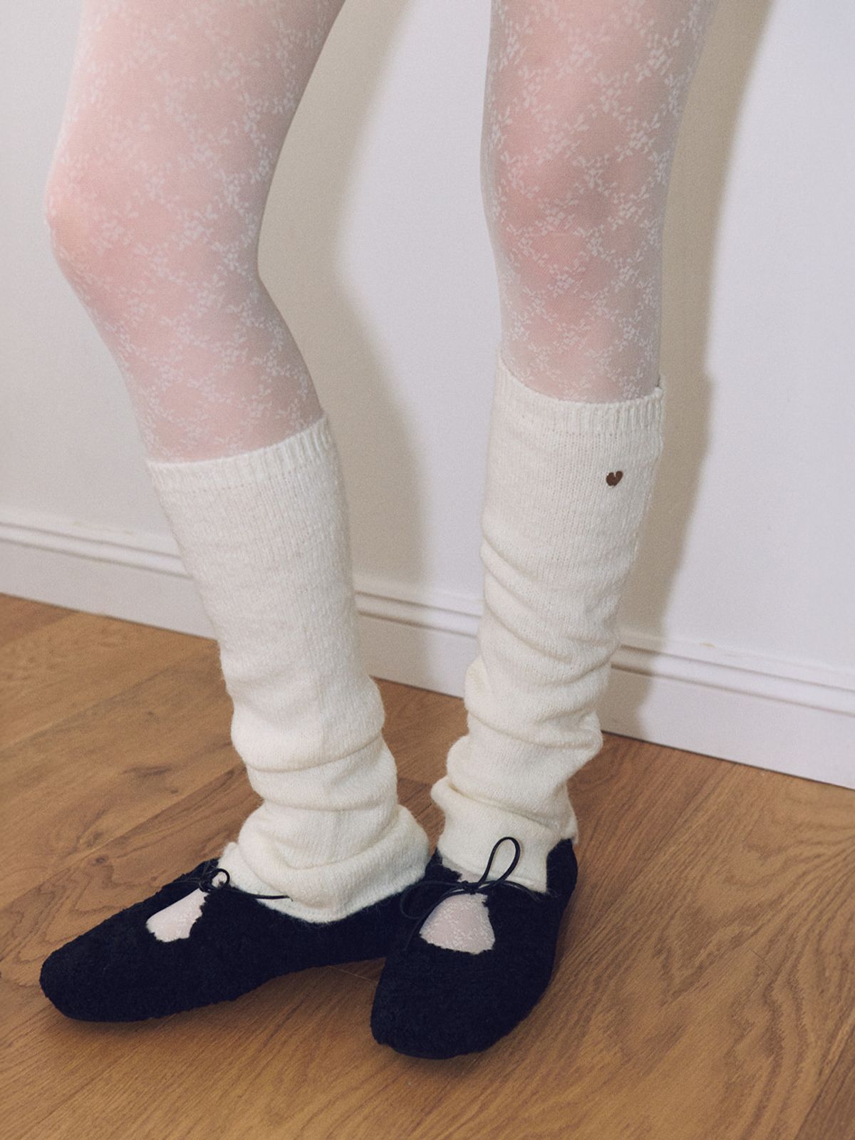 에트몽(ETMON) Wool Alpaca Knit Leg Warmers, Ivory