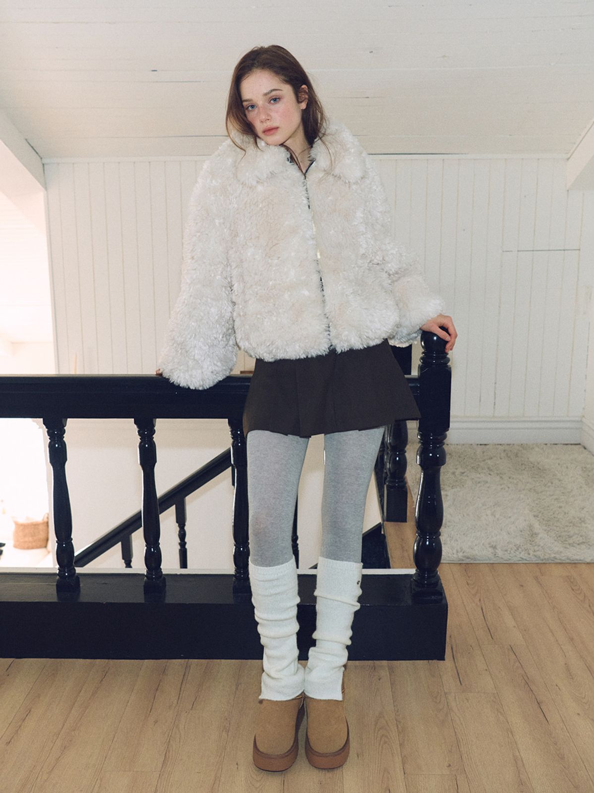 에트몽(ETMON) Wool Alpaca Knit Leg Warmers, Ivory
