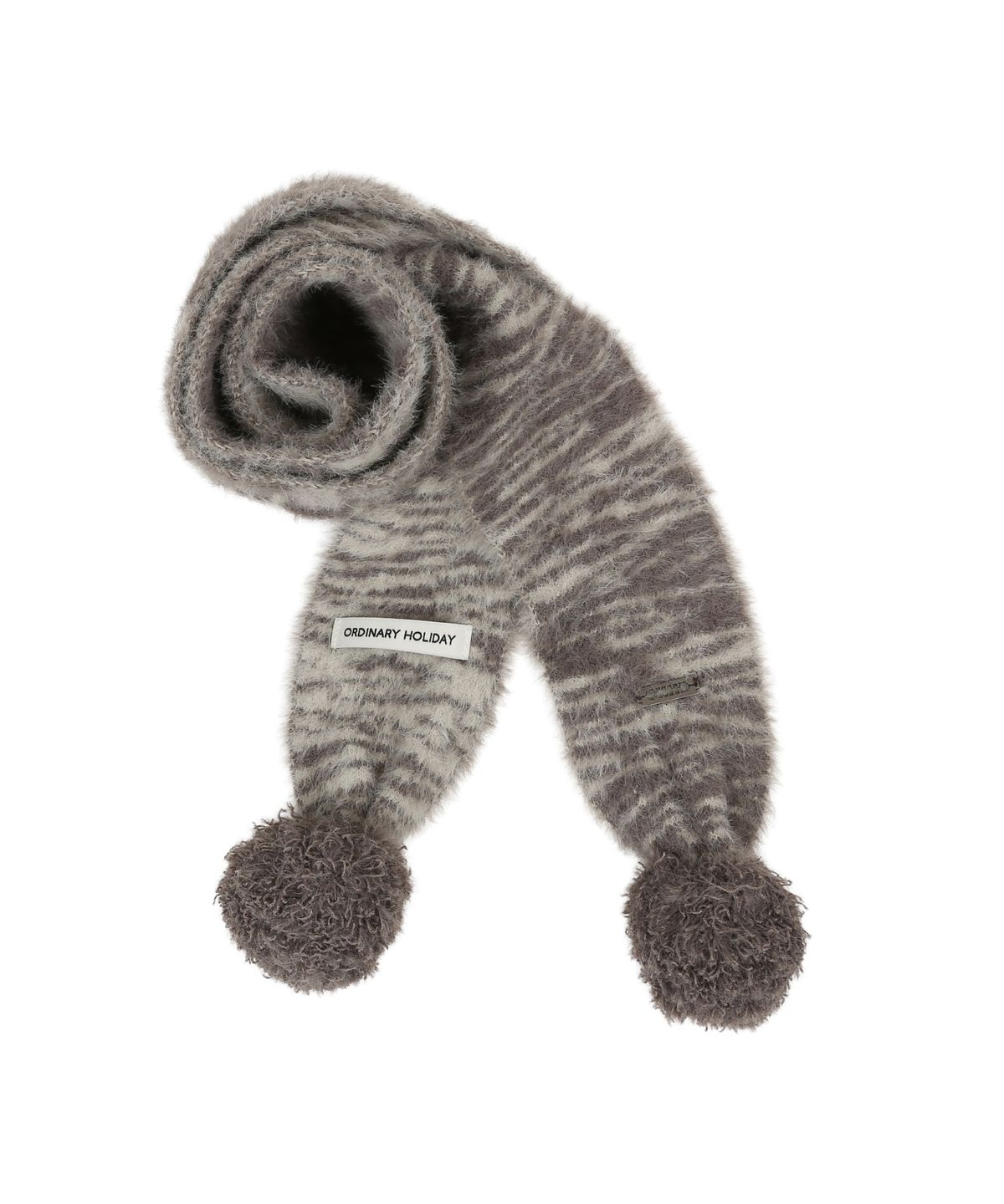 오디너리 홀리데이(ORDINARY HOLIDAY) ZEBRA KNIT MUFFLER [ASH BROWN]