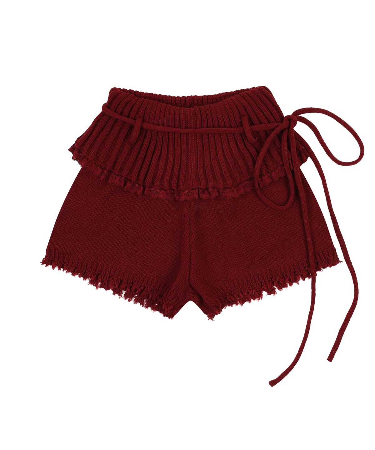 오디너리 홀리데이(ORDINARY HOLIDAY) LACE TRIM KNIT MICRO SHORTS [RED]