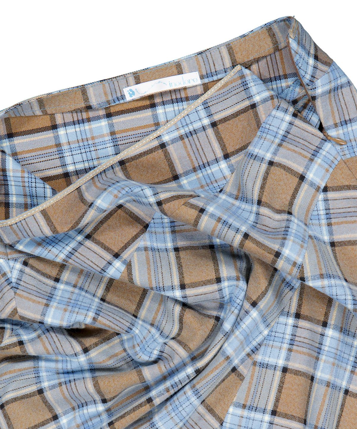 인오도르(INODORE) BIAS CHECK MIDI SKIRT _ BLUE