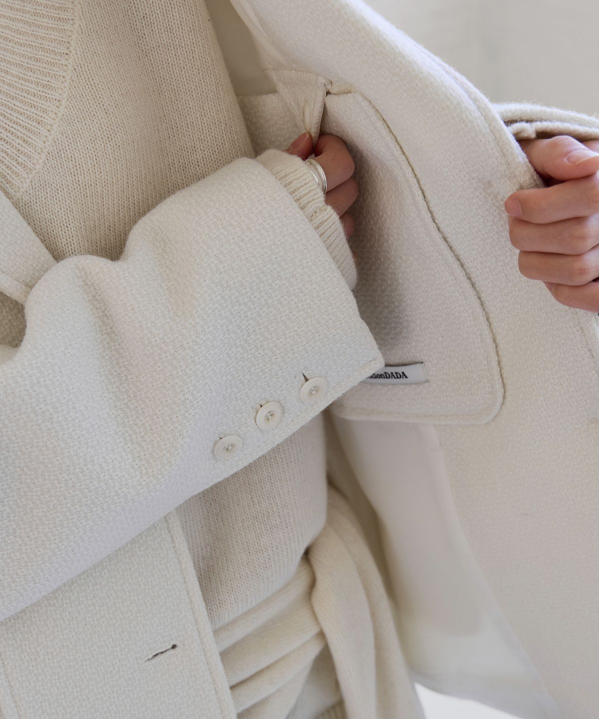 런던다다(LONDONDADA) Oversized Tweed Blazer, CREAM