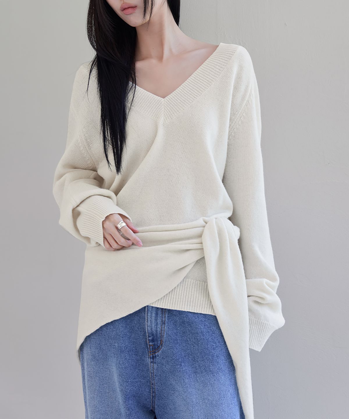 런던다다(LONDONDADA) Wool-Blend Knit Shawl, IVORY
