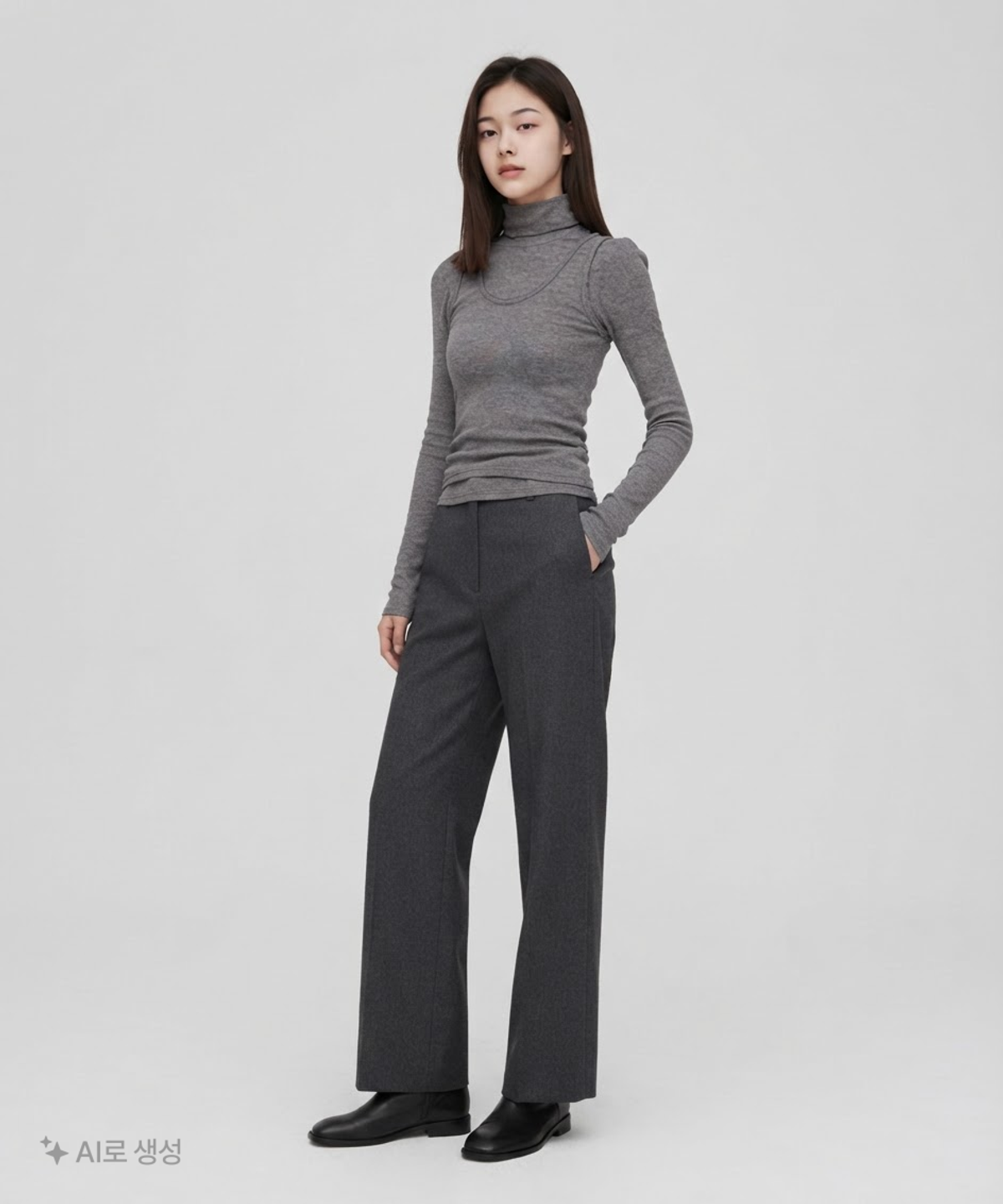 오헤시오(OHESHIO) layered slim turtleneck t-shirt L